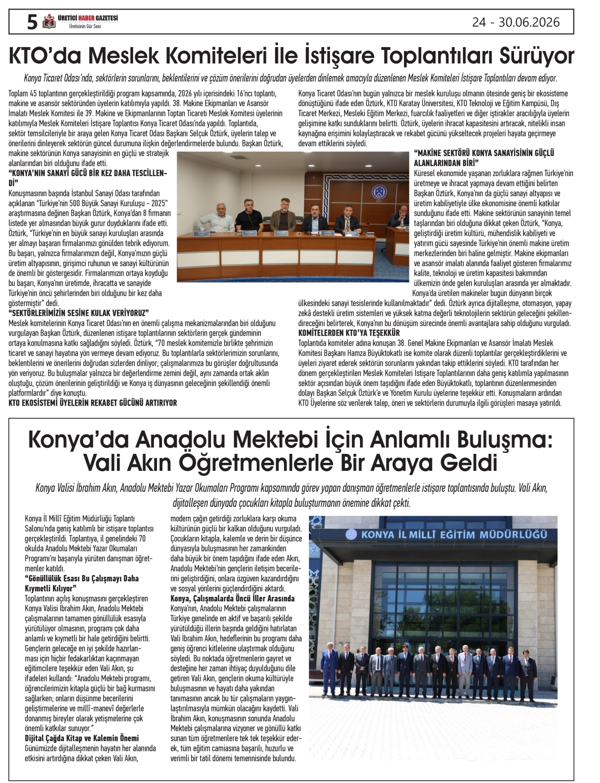 ÜRETİCİ HABER  GAZETESİ  24.06.2026