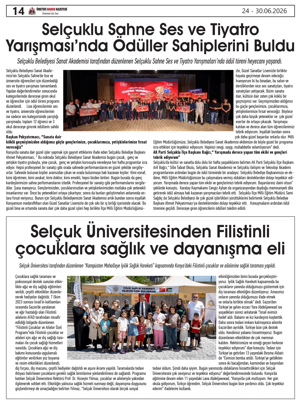 ÜRETİCİ HABER  GAZETESİ  24.06.2026