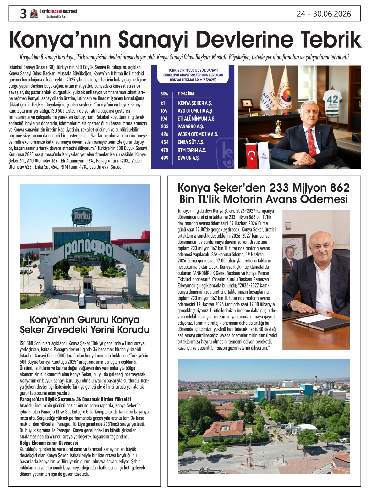 ÜRETİCİ HABER  GAZETESİ  24.06.2026