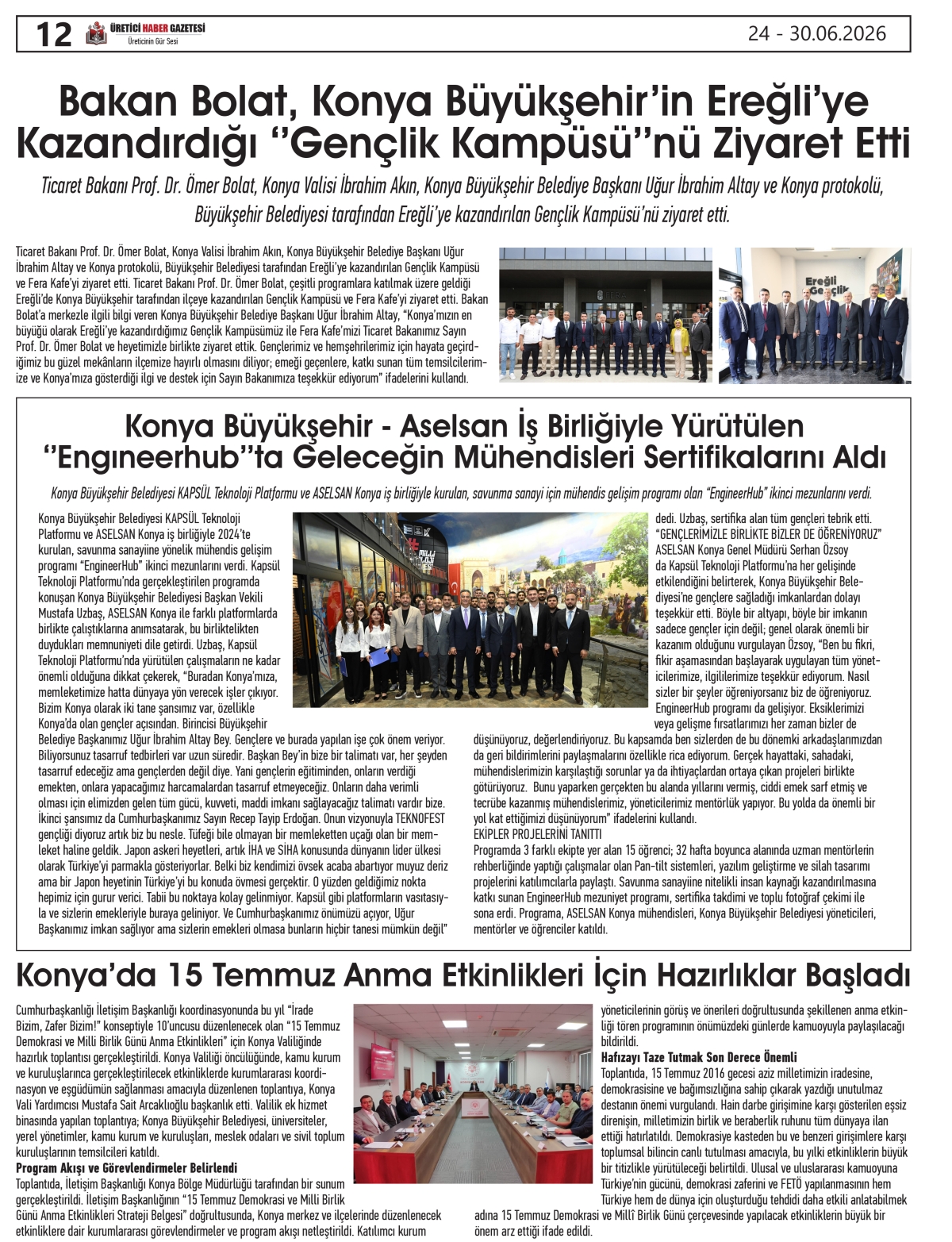 ÜRETİCİ HABER  GAZETESİ  24.06.2026