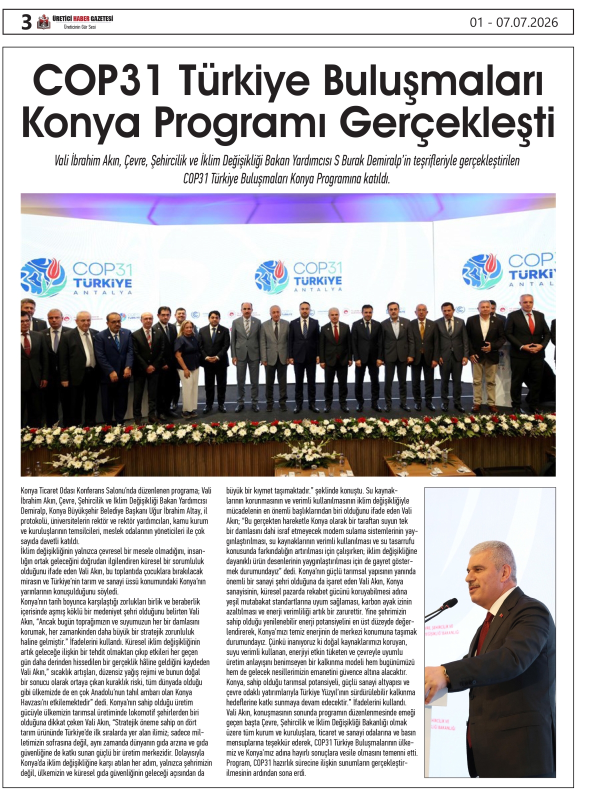 ÜRETİCİ  HABER  GAZETESİ  01.07.2026