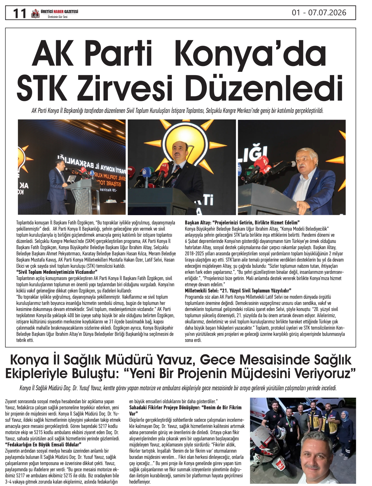 ÜRETİCİ  HABER  GAZETESİ  01.07.2026