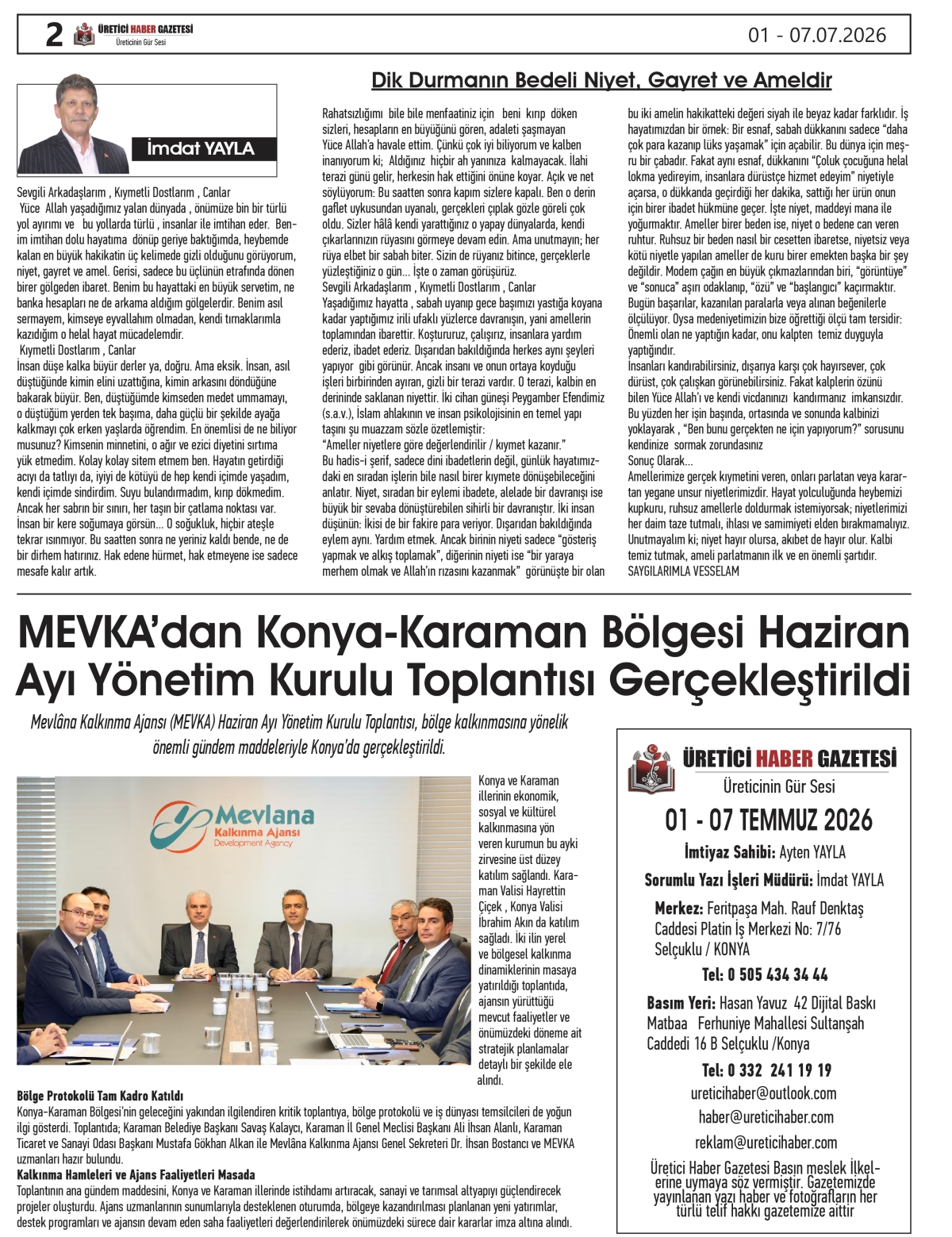 ÜRETİCİ  HABER  GAZETESİ  01.07.2026