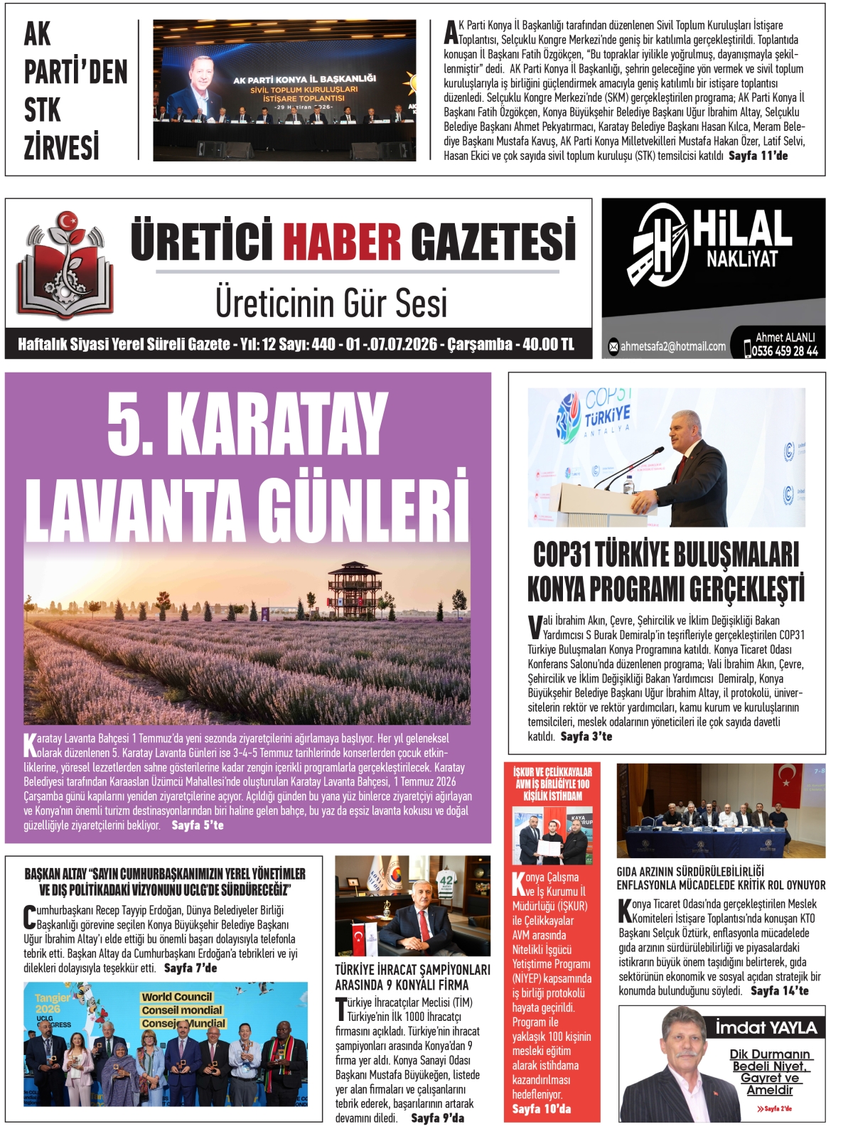 ÜRETİCİ  HABER  GAZETESİ  01.07.2026