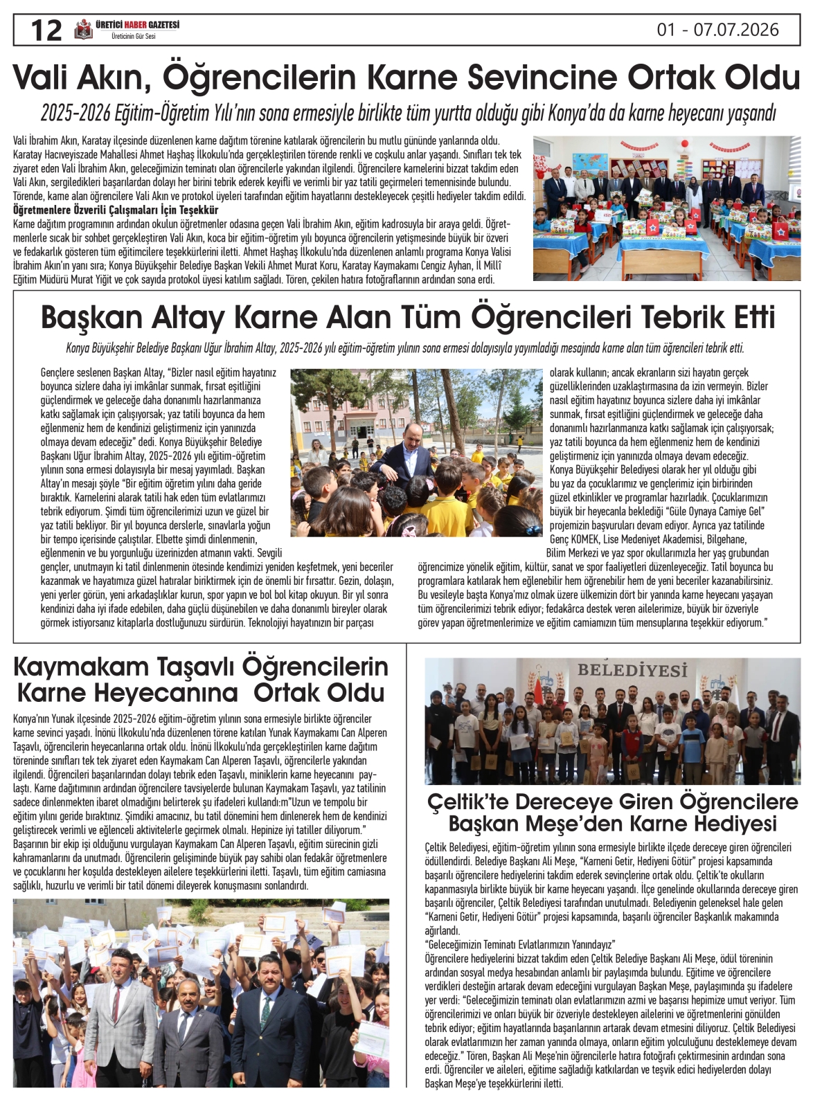 ÜRETİCİ  HABER  GAZETESİ  01.07.2026