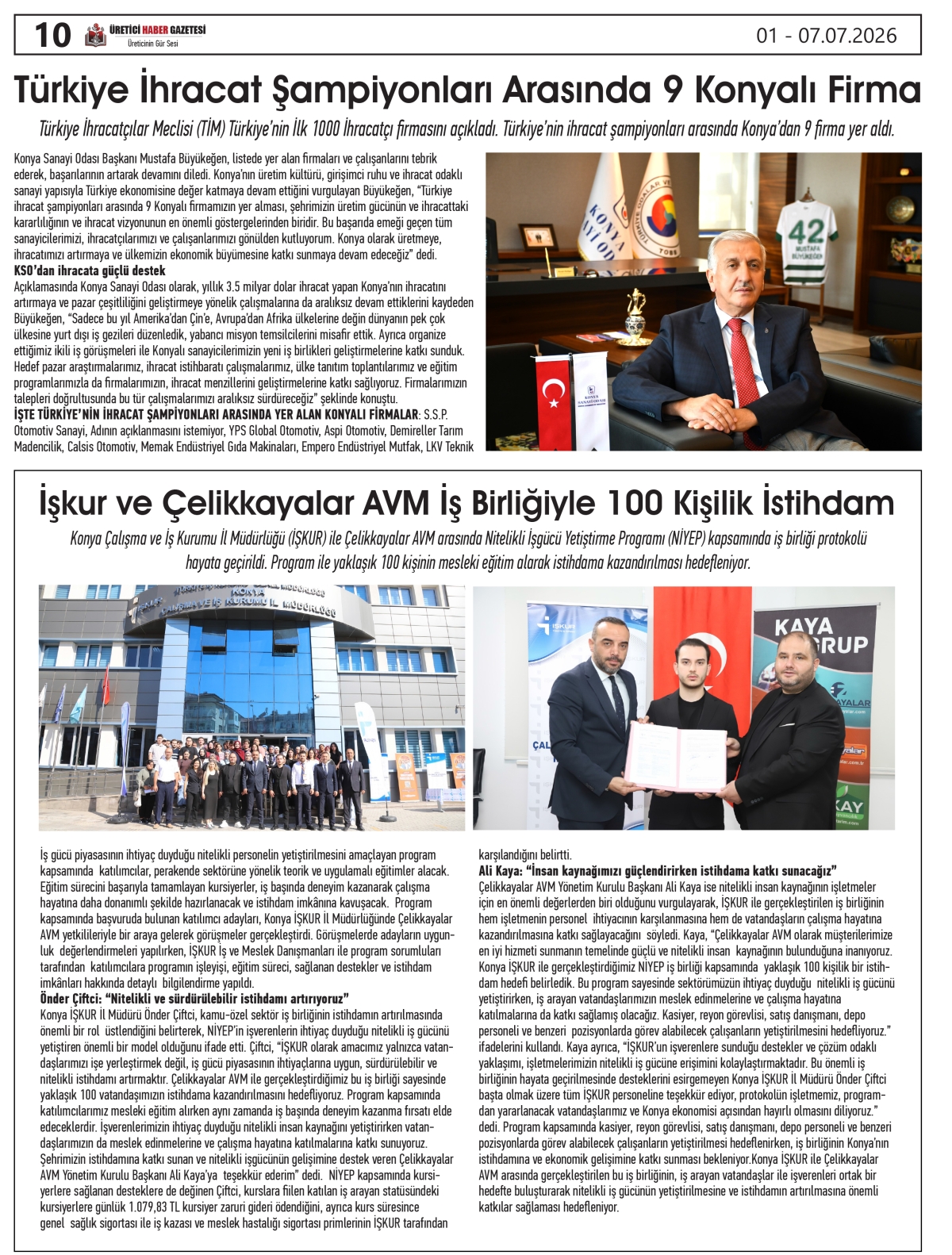 ÜRETİCİ  HABER  GAZETESİ  01.07.2026