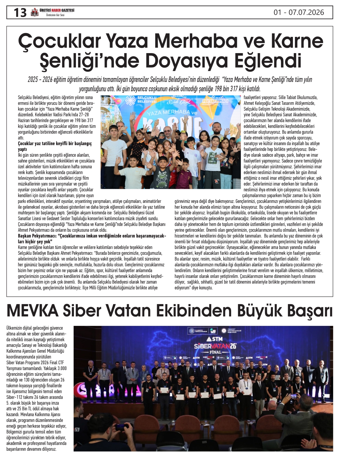 ÜRETİCİ  HABER  GAZETESİ  01.07.2026