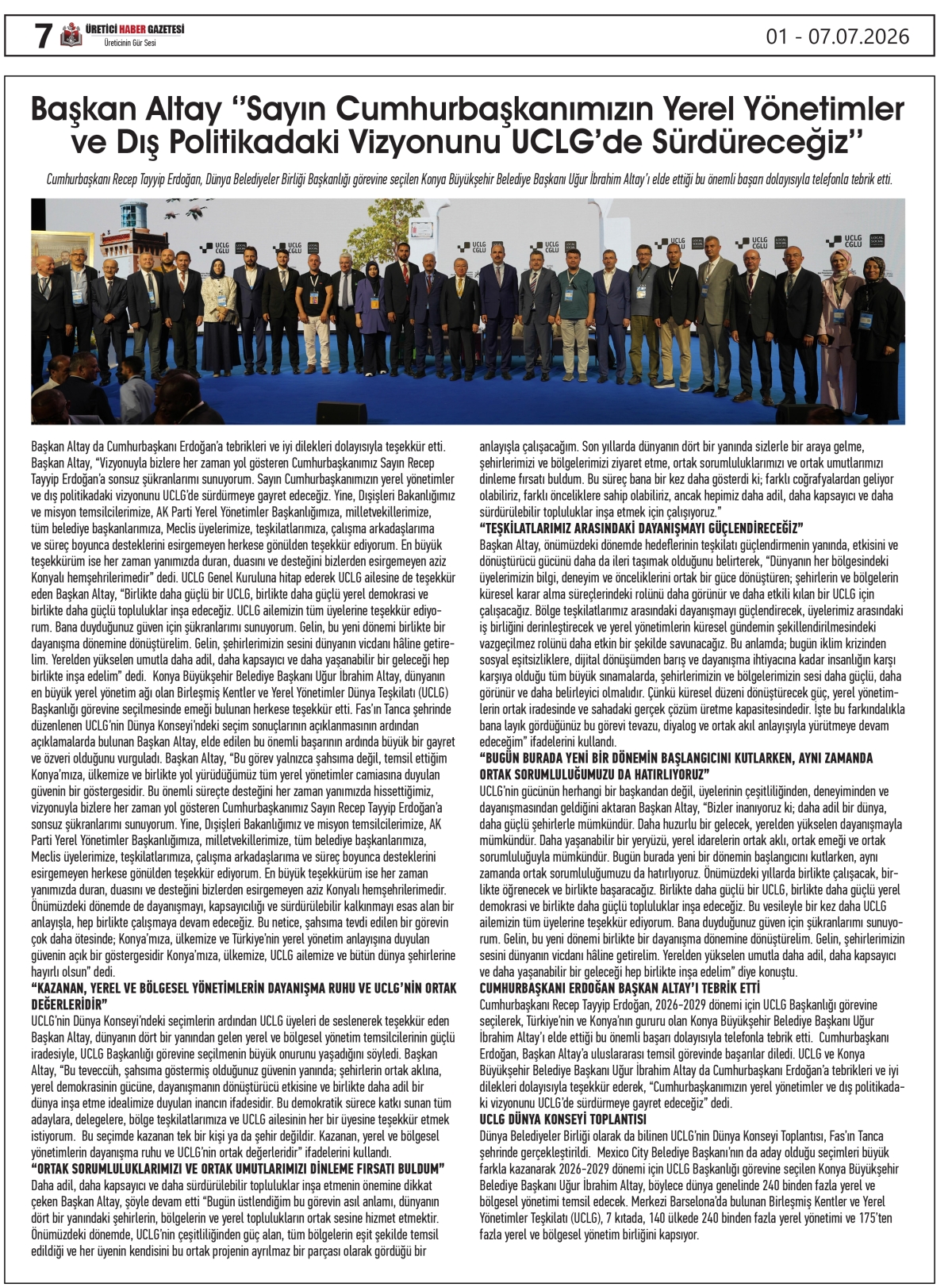 ÜRETİCİ  HABER  GAZETESİ  01.07.2026