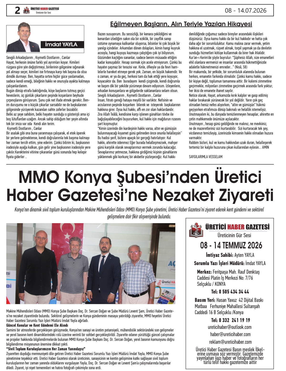 ÜRETİCİ  HABER  GAZETESİ  08.07.2026