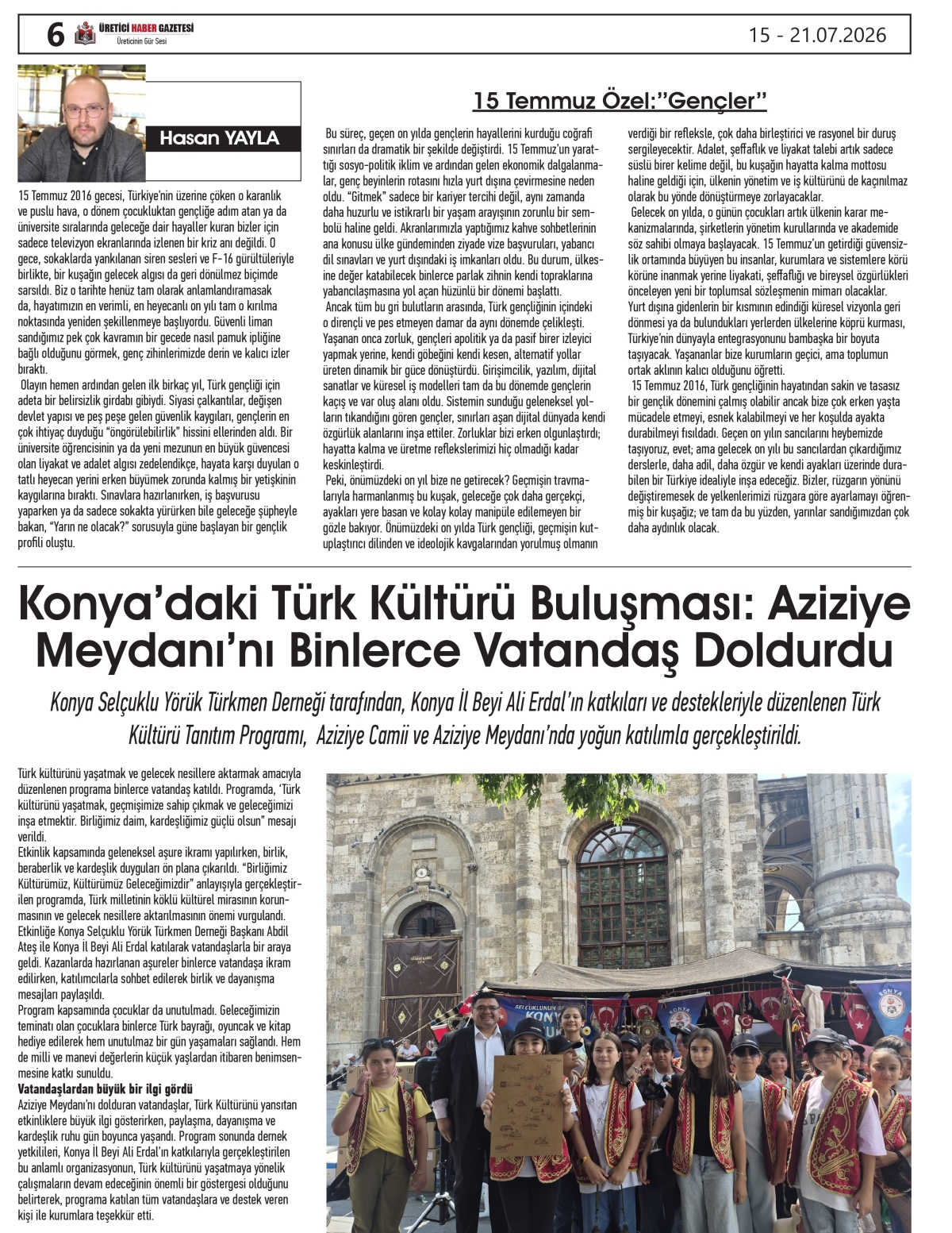 ÜRETİCİ  HABER  GAZETESİ  15.07.2026