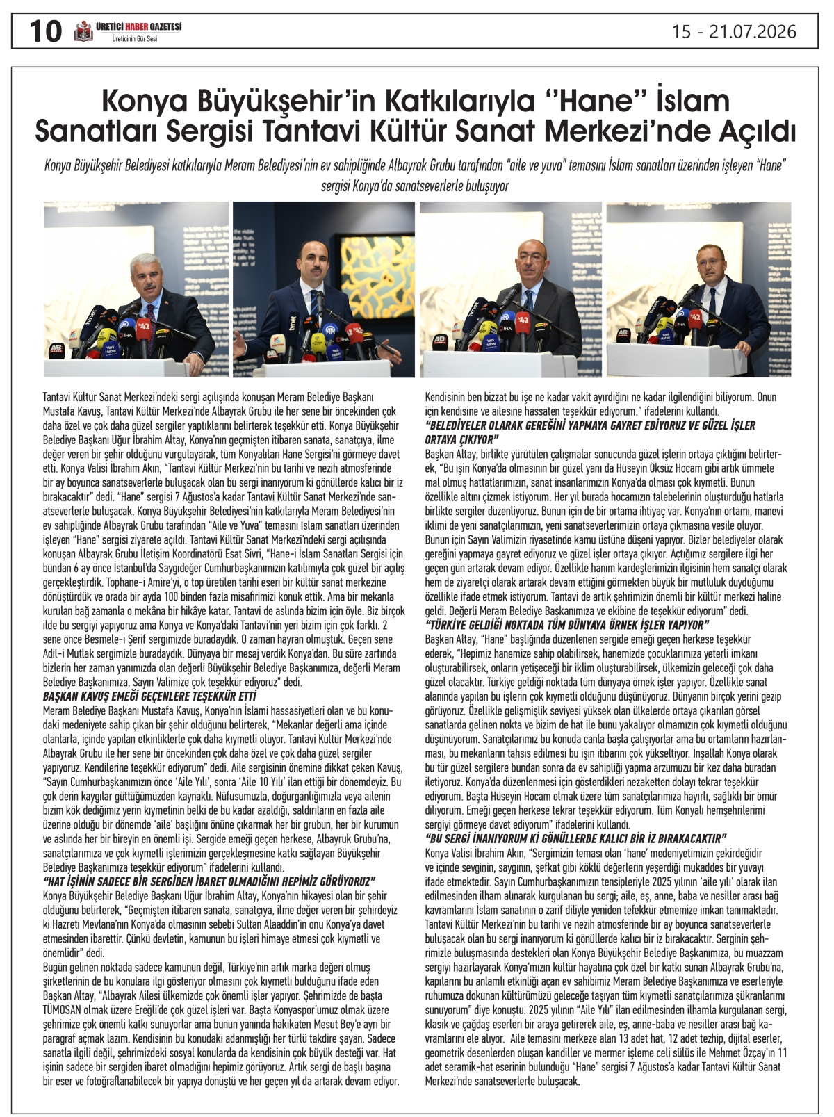 ÜRETİCİ  HABER  GAZETESİ  15.07.2026