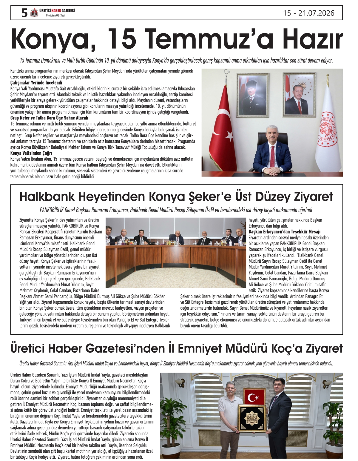 ÜRETİCİ  HABER  GAZETESİ  15.07.2026