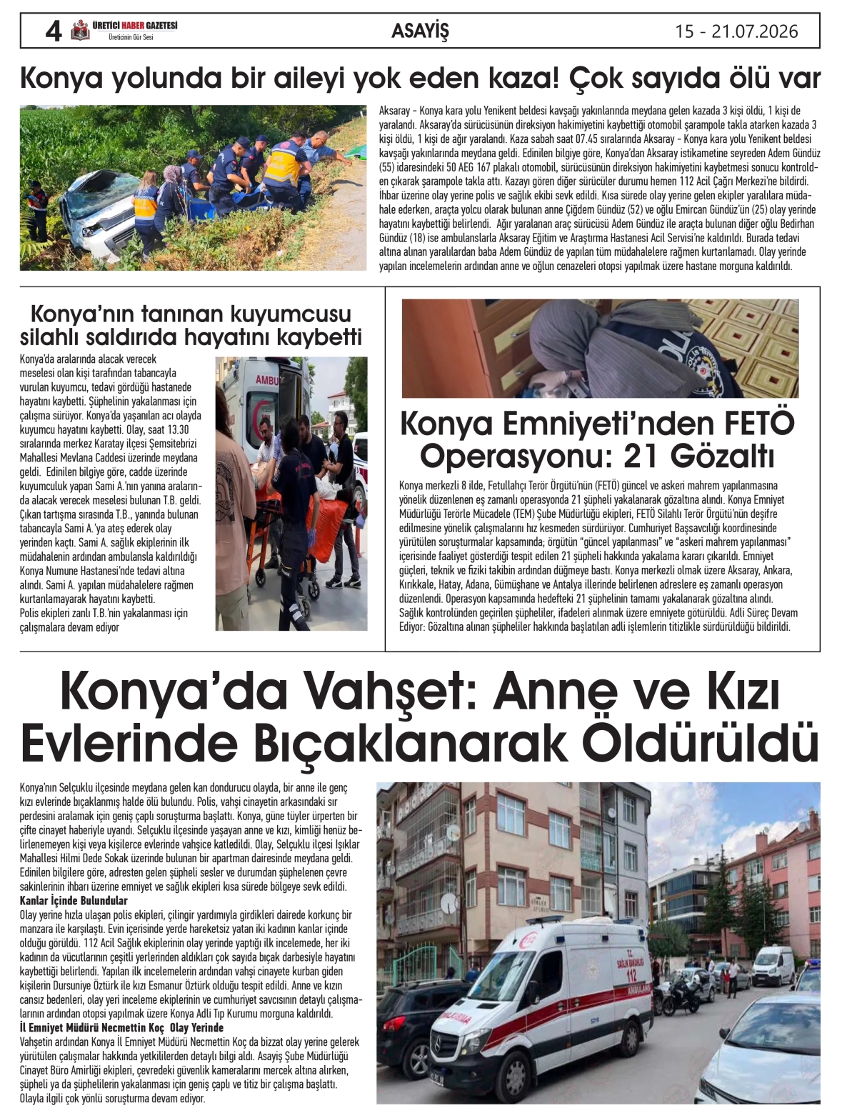 ÜRETİCİ  HABER  GAZETESİ  15.07.2026