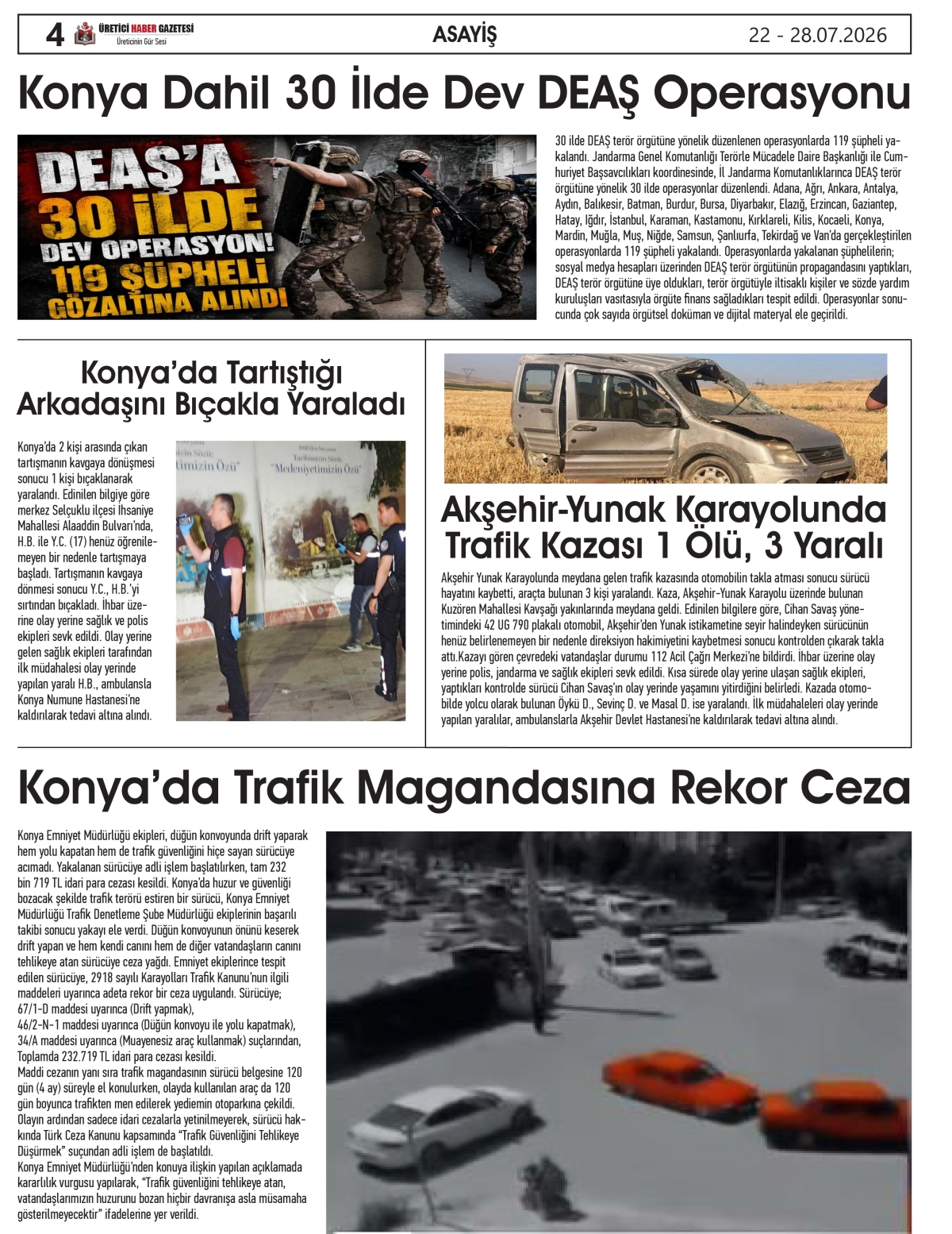 ÜRETİCİ HABER  GAZETESİ  22.07.2026