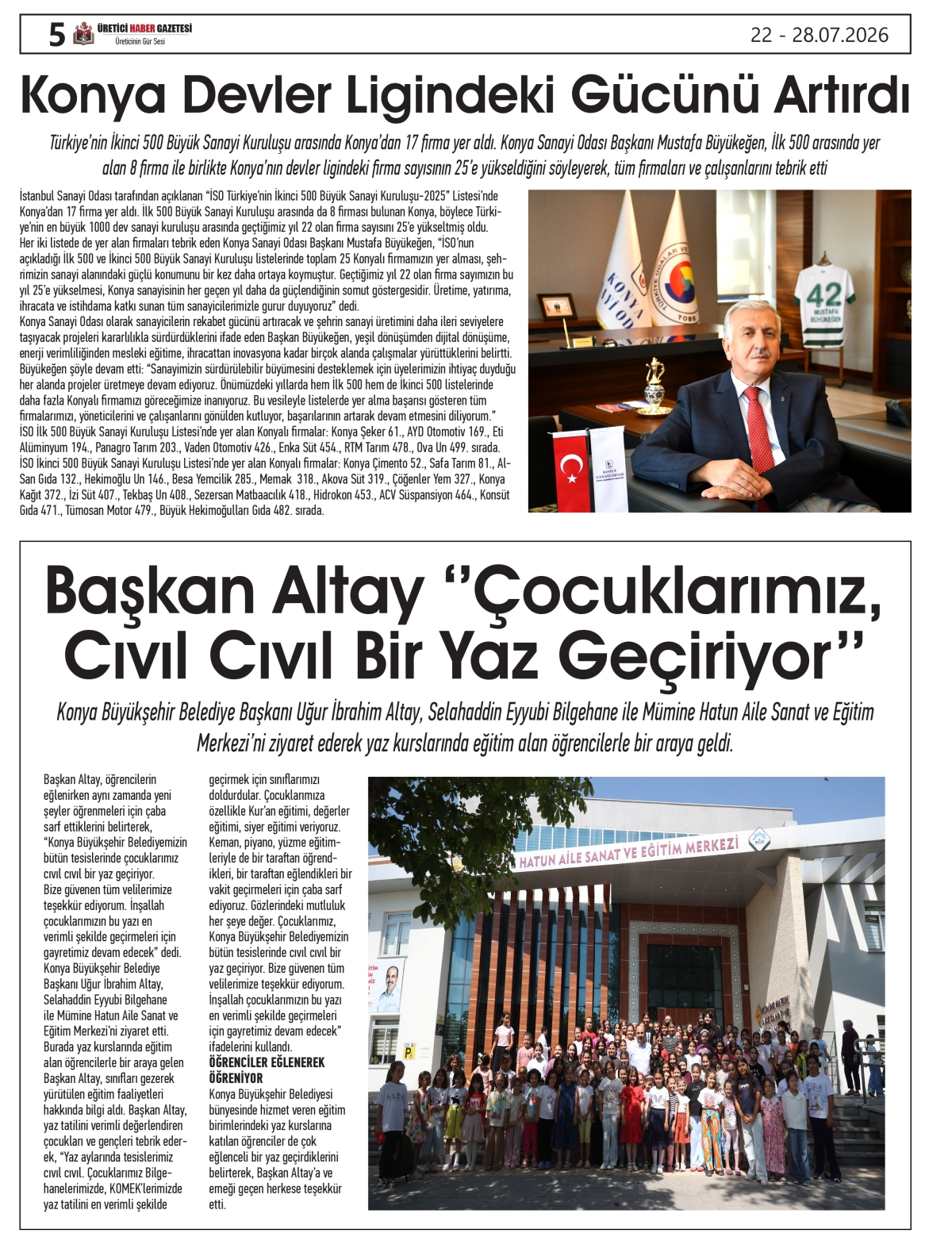 ÜRETİCİ HABER  GAZETESİ  22.07.2026