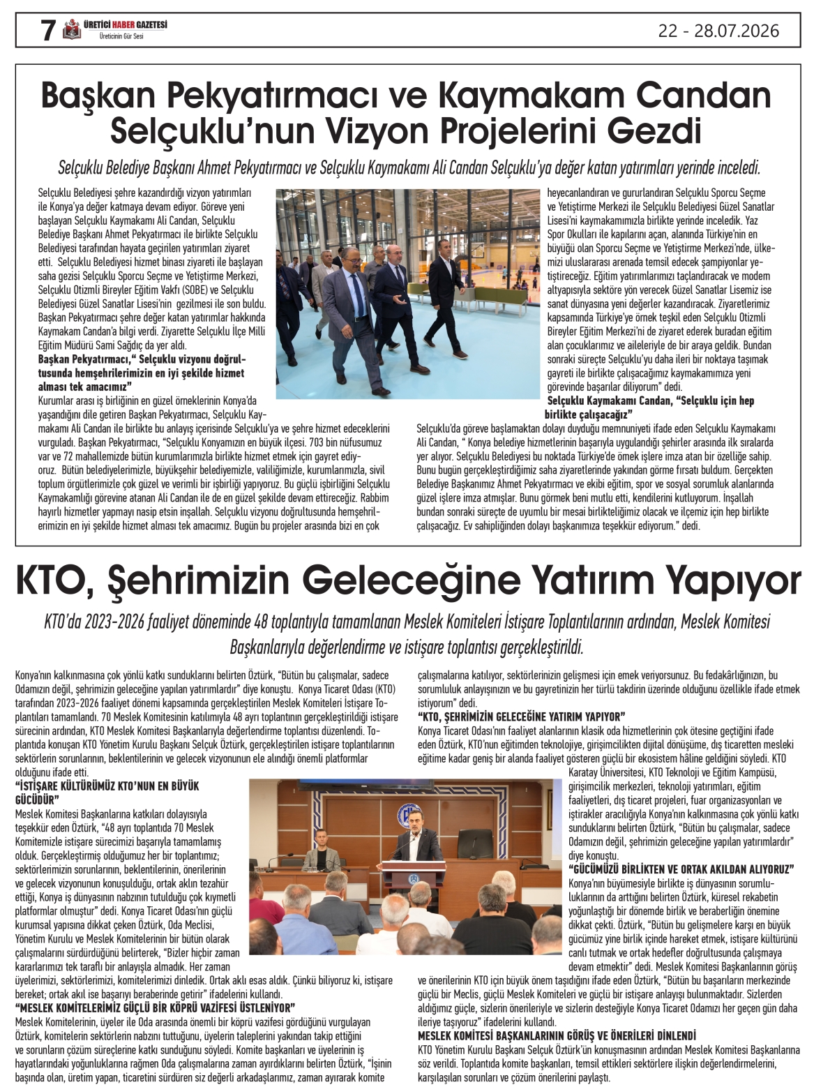 ÜRETİCİ HABER  GAZETESİ  22.07.2026