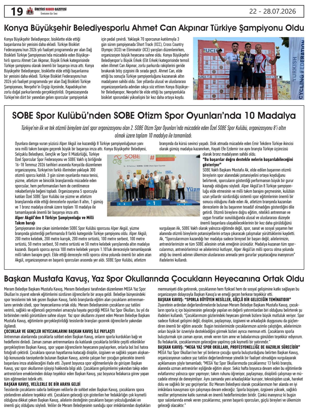 ÜRETİCİ HABER  GAZETESİ  22.07.2026