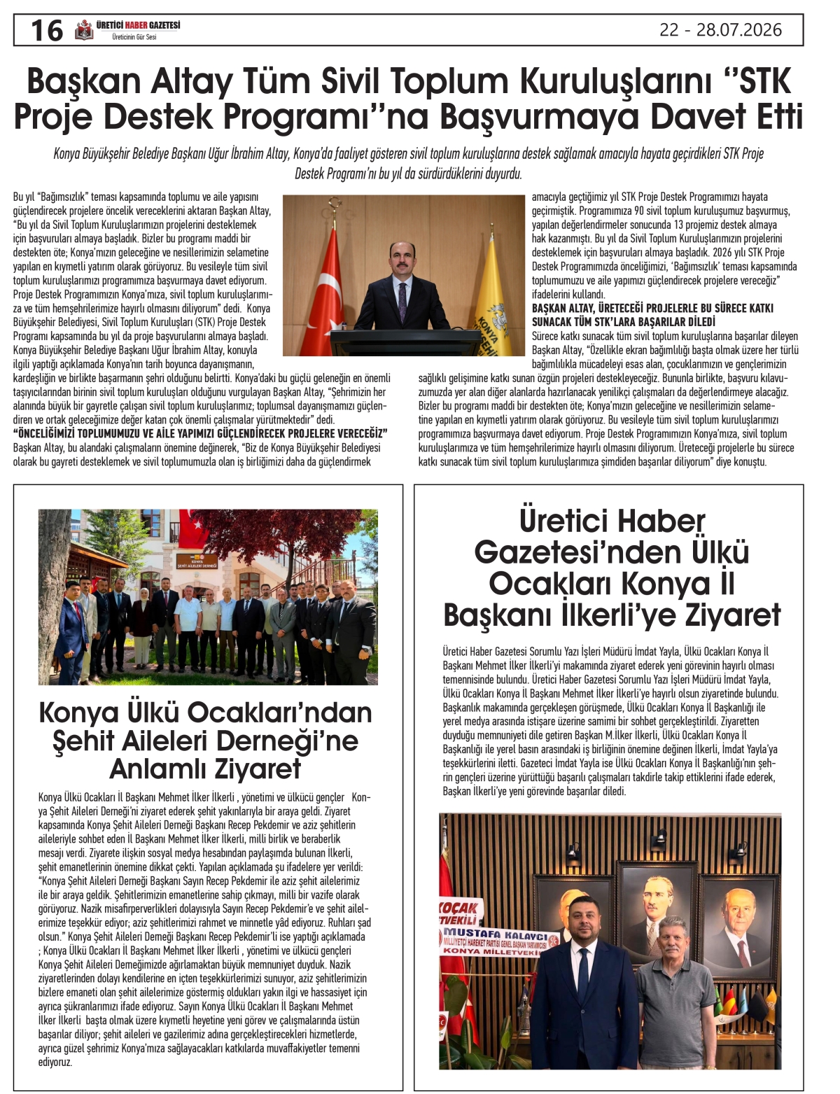 ÜRETİCİ HABER  GAZETESİ  22.07.2026