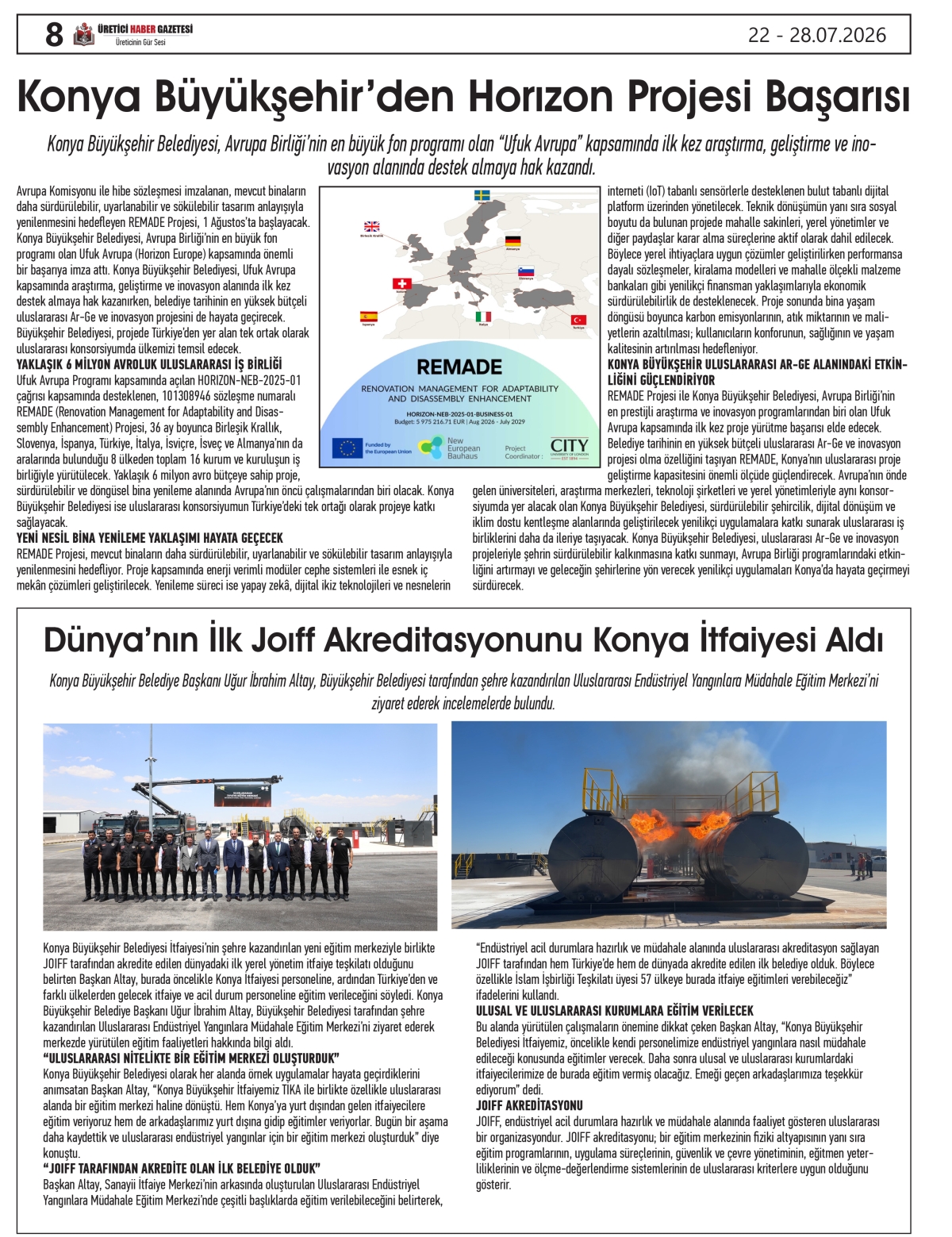 ÜRETİCİ HABER  GAZETESİ  22.07.2026