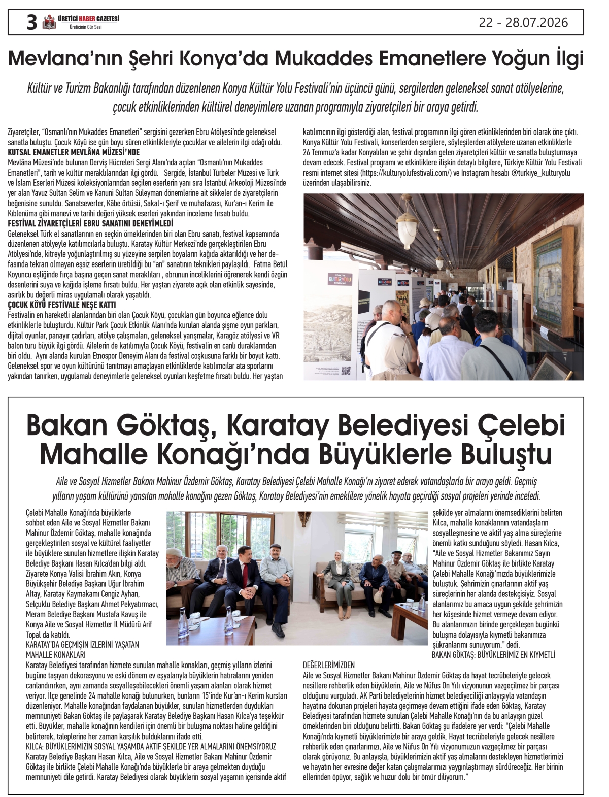 ÜRETİCİ HABER  GAZETESİ  22.07.2026