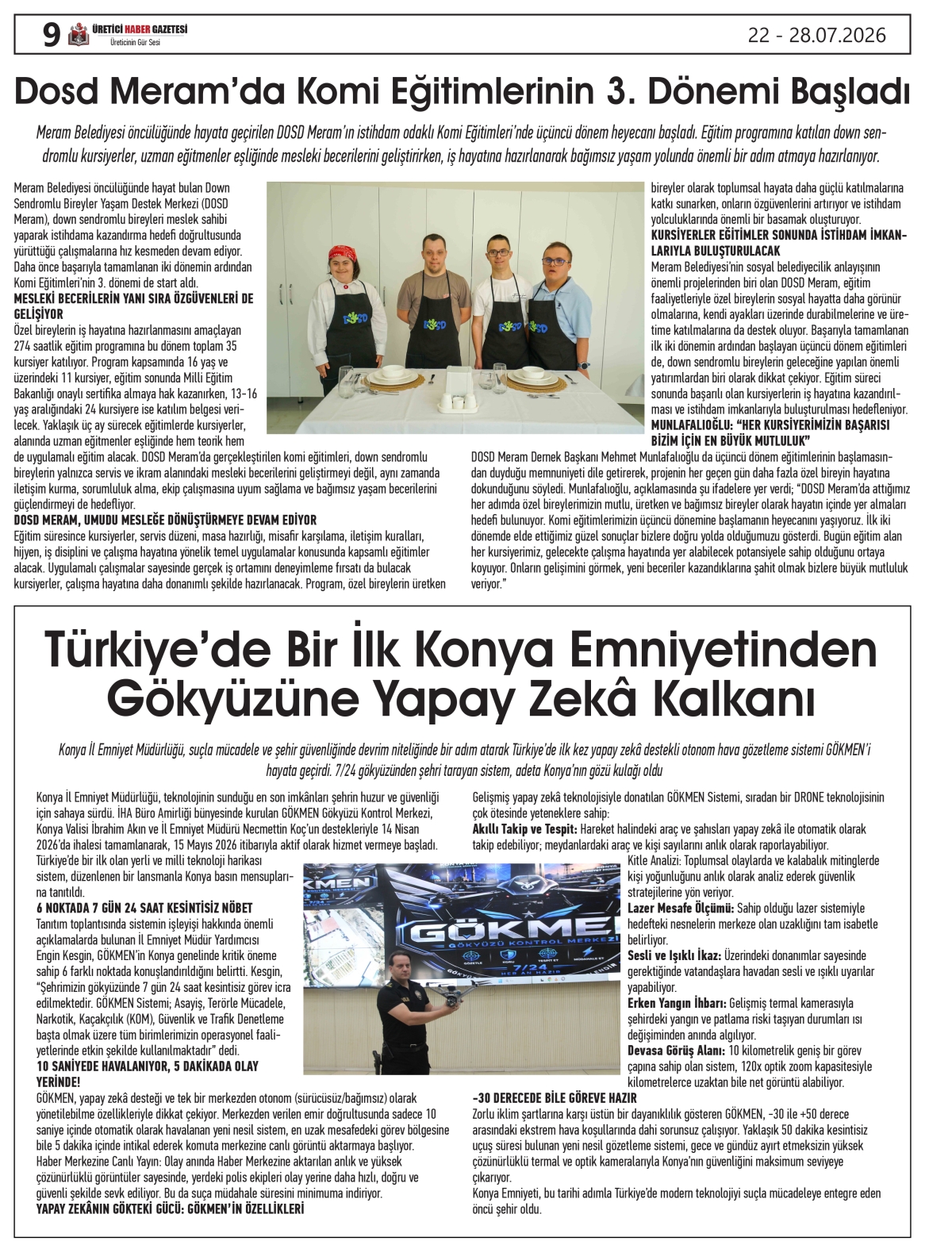 ÜRETİCİ HABER  GAZETESİ  22.07.2026