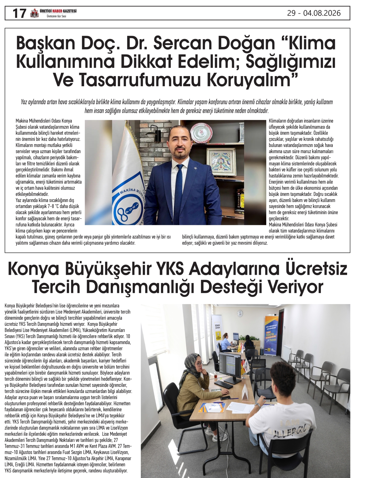 ÜRETİCİ  HABER GAZETESİ  29.07.2026