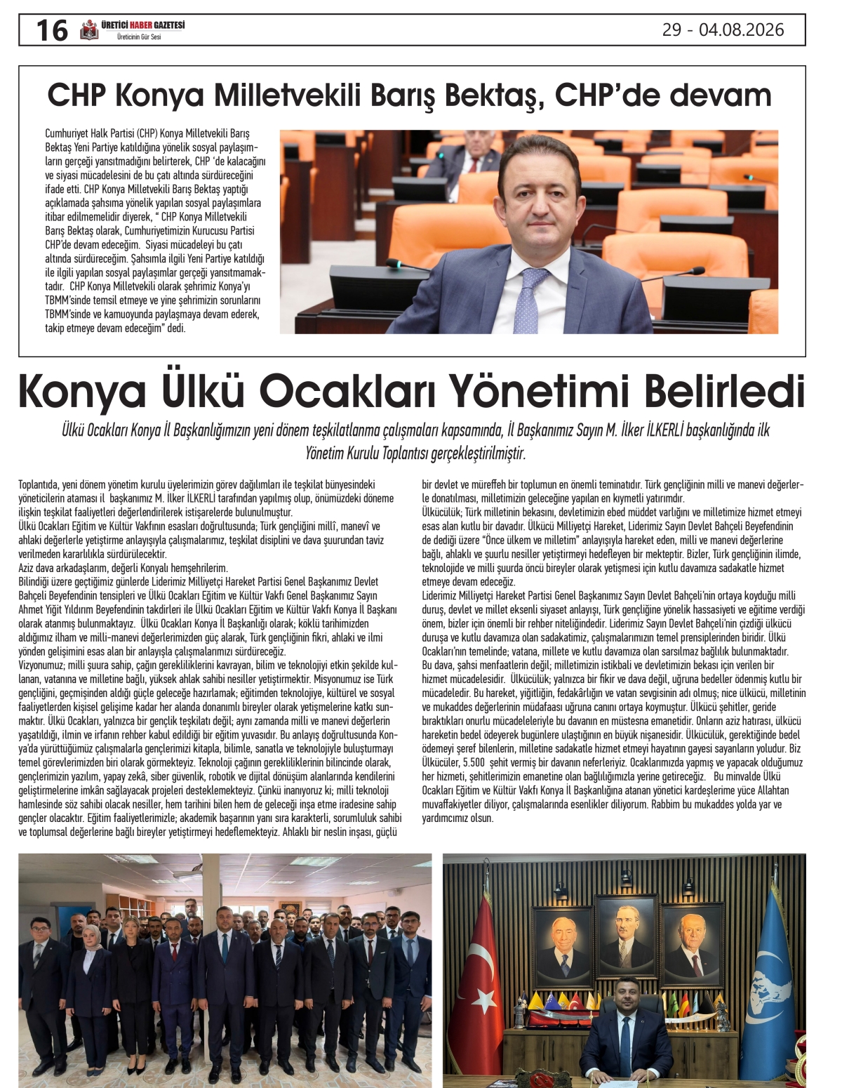 ÜRETİCİ  HABER GAZETESİ  29.07.2026
