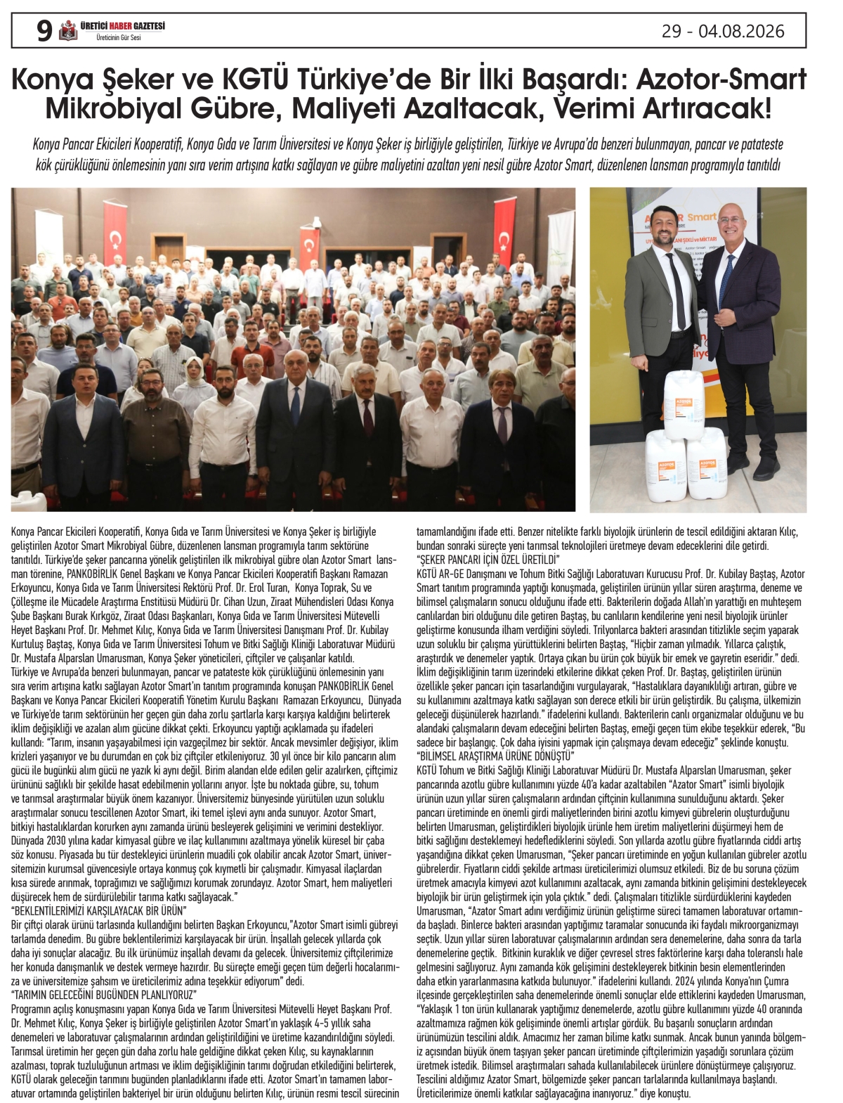 ÜRETİCİ  HABER GAZETESİ  29.07.2026