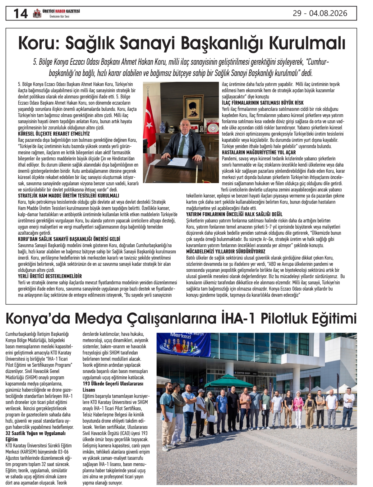 ÜRETİCİ  HABER GAZETESİ  29.07.2026