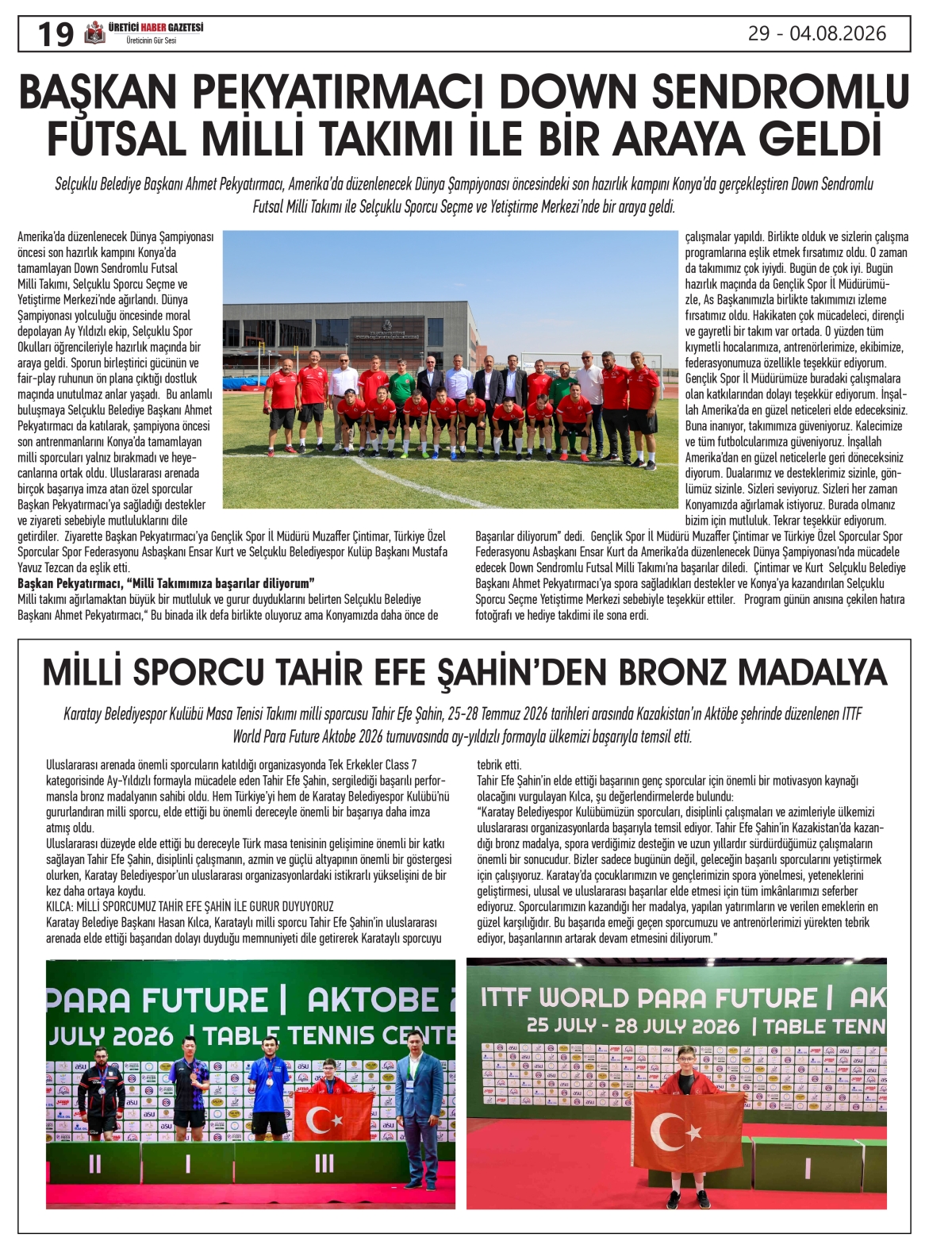 ÜRETİCİ  HABER GAZETESİ  29.07.2026