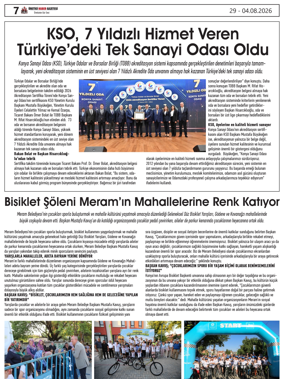 ÜRETİCİ  HABER GAZETESİ  29.07.2026