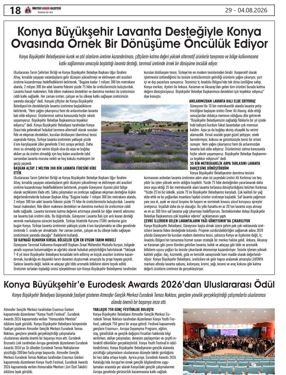 ÜRETİCİ  HABER GAZETESİ  29.07.2026
