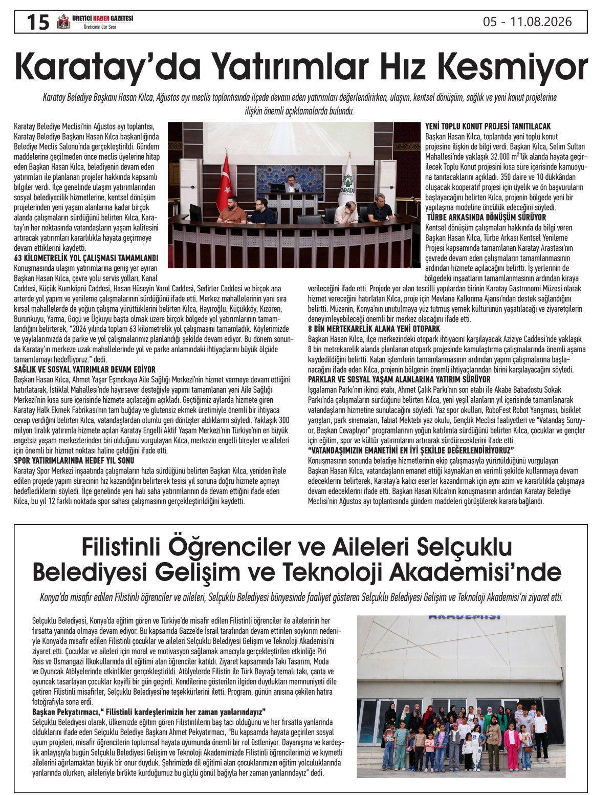 ÜRETİCİ HABER  GAZETESİ  05.08.2026