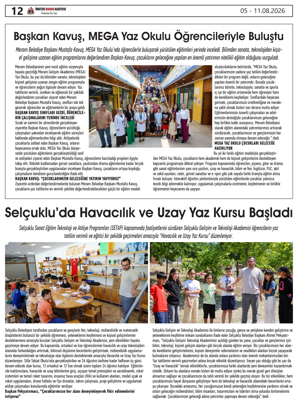 ÜRETİCİ HABER  GAZETESİ  05.08.2026