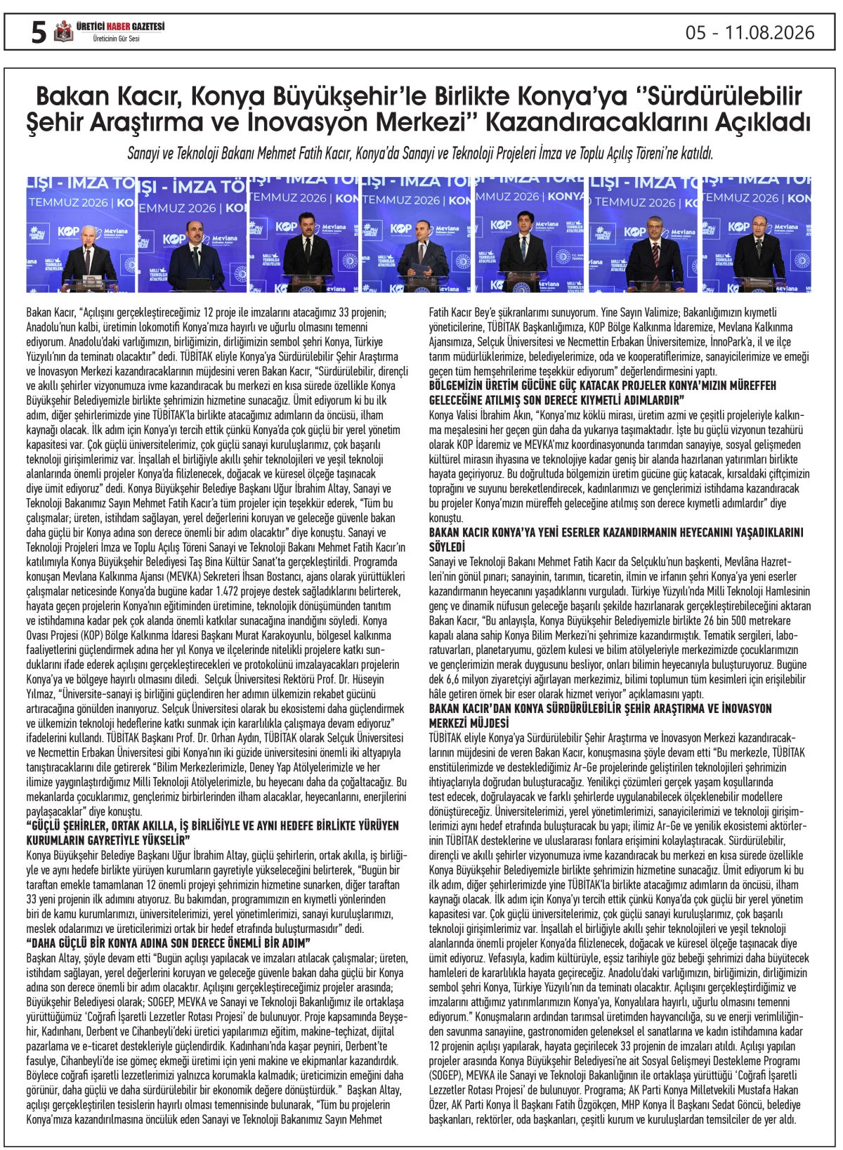 ÜRETİCİ HABER  GAZETESİ  05.08.2026