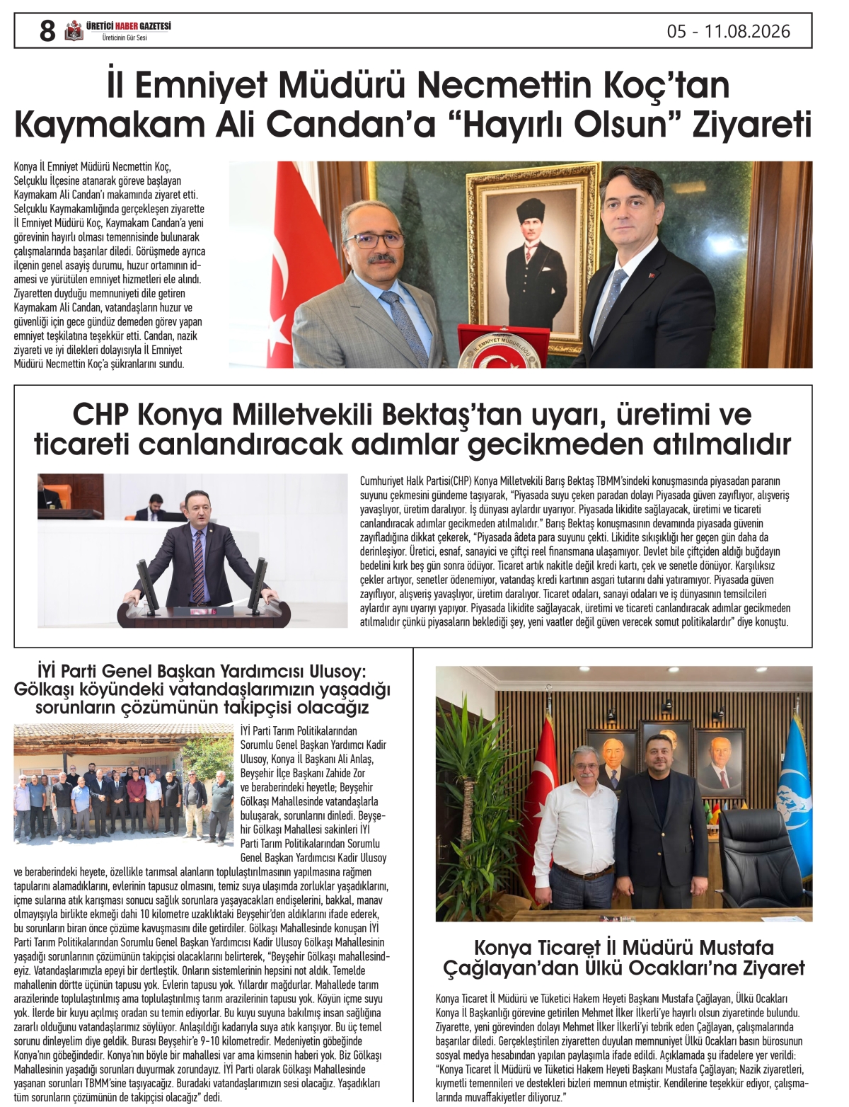 ÜRETİCİ HABER  GAZETESİ  05.08.2026