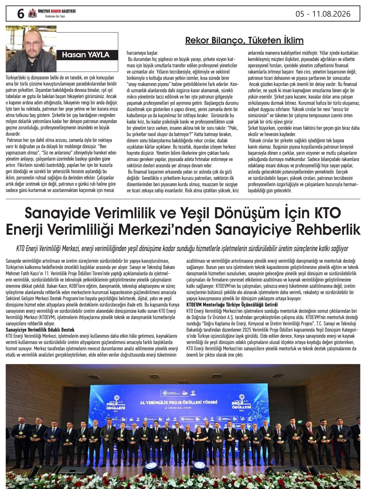 ÜRETİCİ HABER  GAZETESİ  05.08.2026