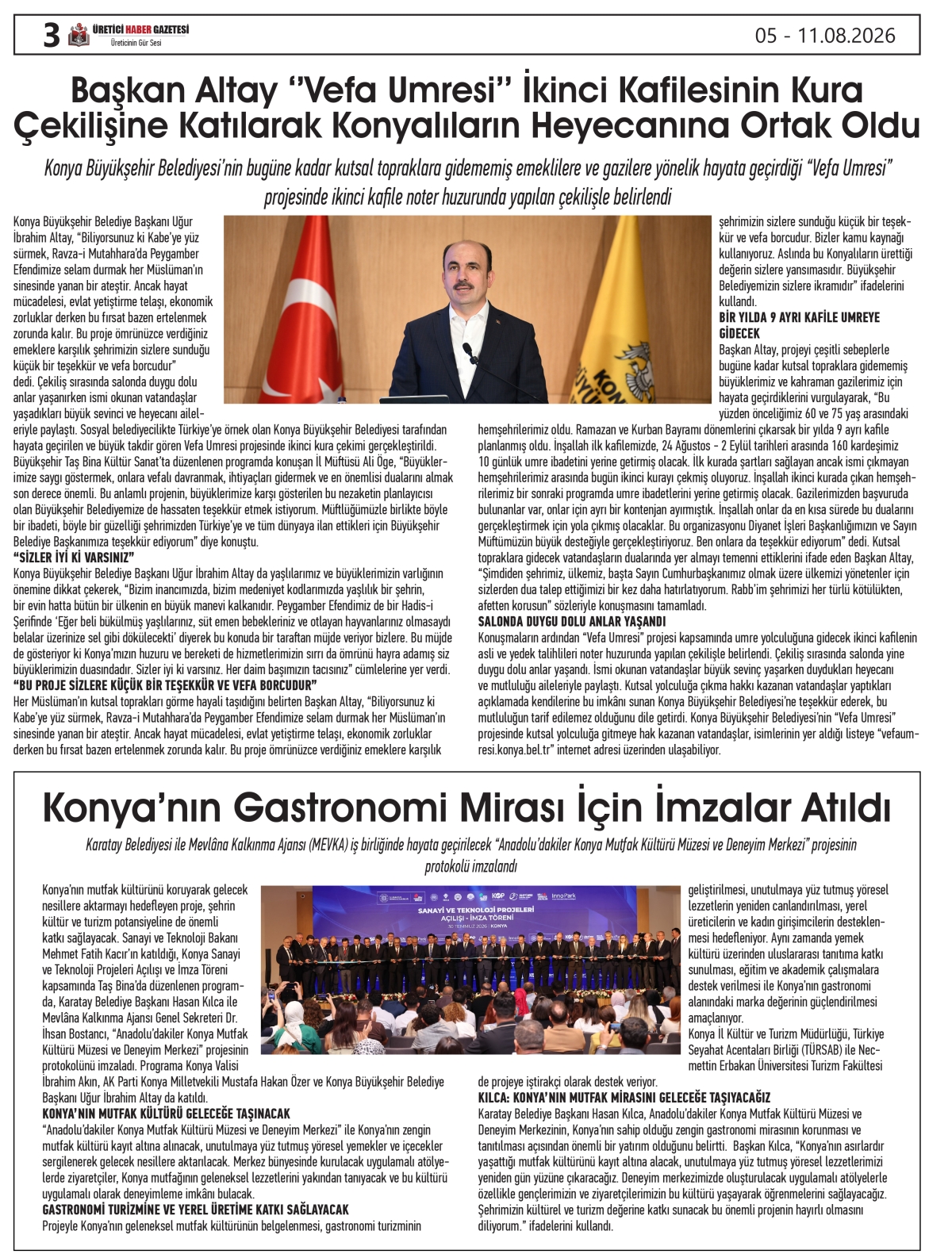 ÜRETİCİ HABER  GAZETESİ  05.08.2026