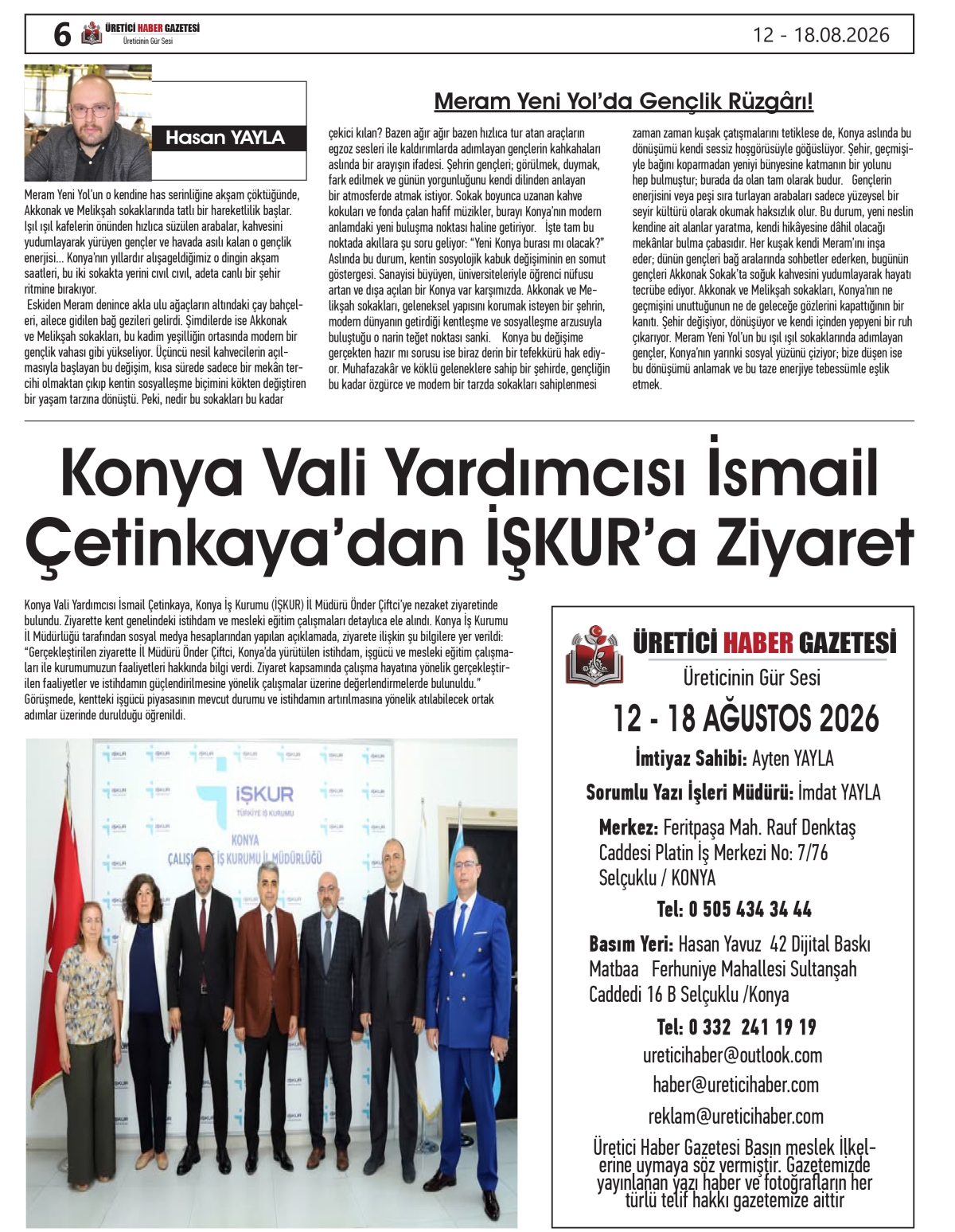 ÜRETİCİ HABER GAZETESİ 12.08.2026