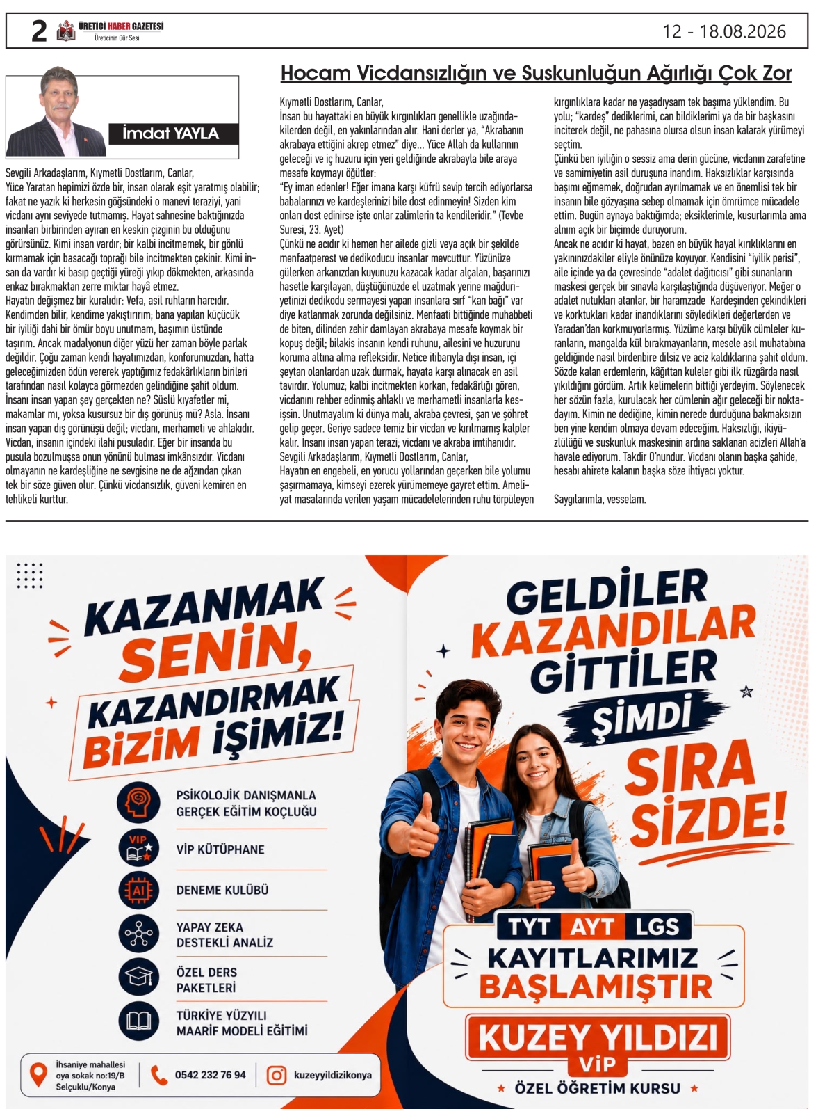 ÜRETİCİ HABER GAZETESİ 12.08.2026