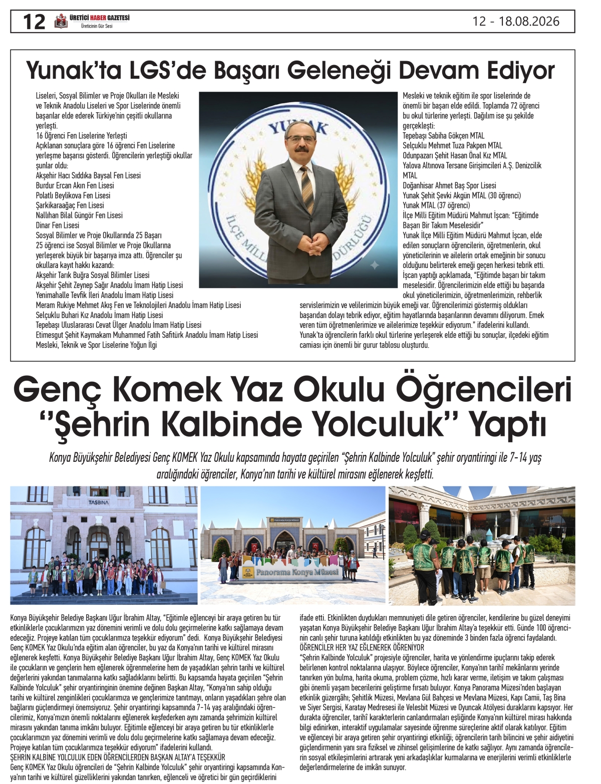 ÜRETİCİ HABER GAZETESİ 12.08.2026
