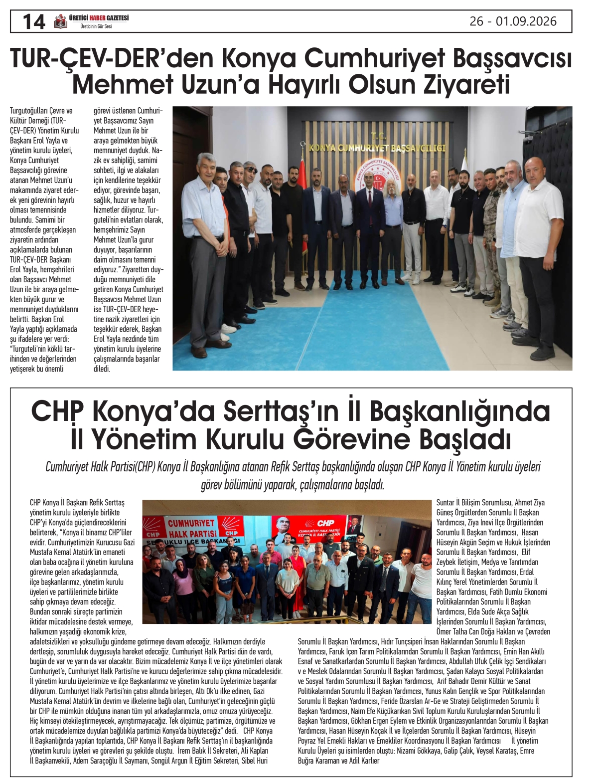 ÜRETİCİ  HABER  GAZETESİ  26.08.2026