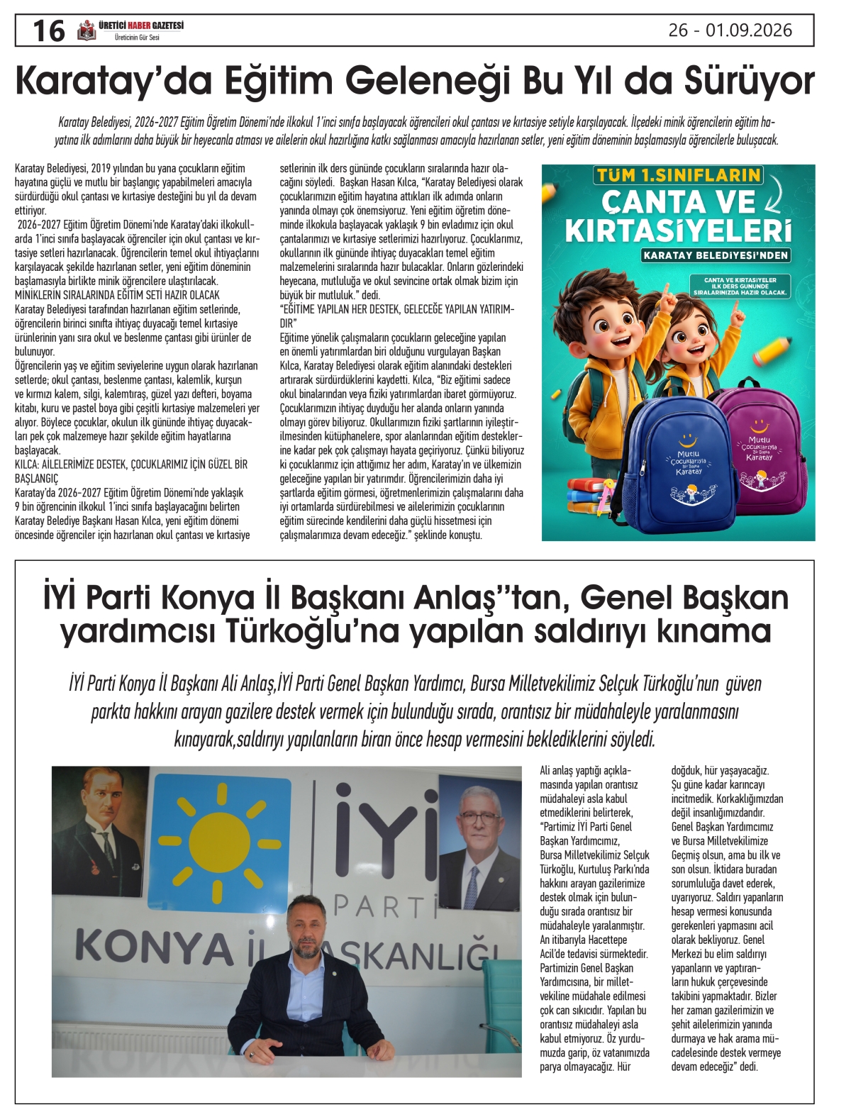 ÜRETİCİ  HABER  GAZETESİ  26.08.2026