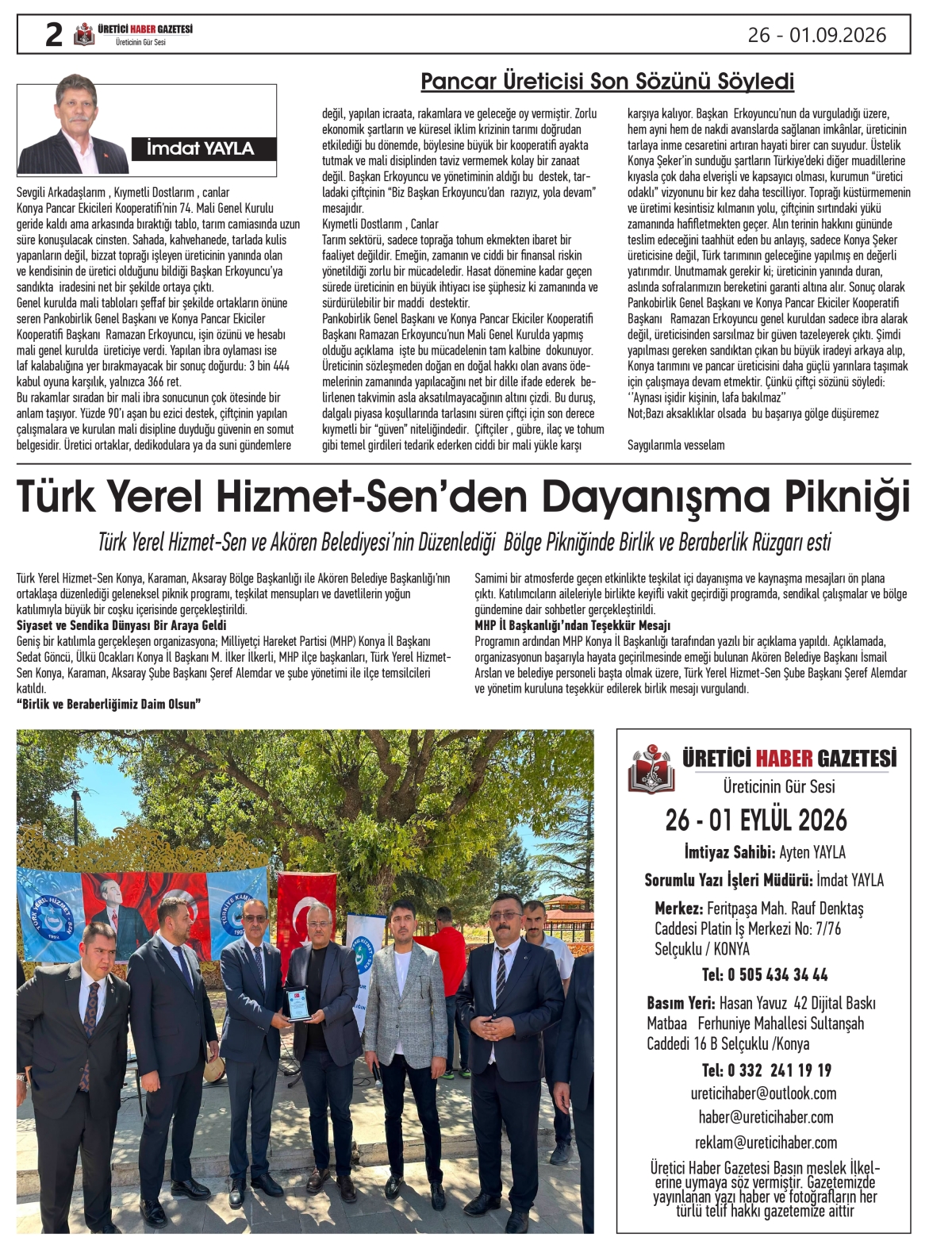 ÜRETİCİ  HABER  GAZETESİ  26.08.2026