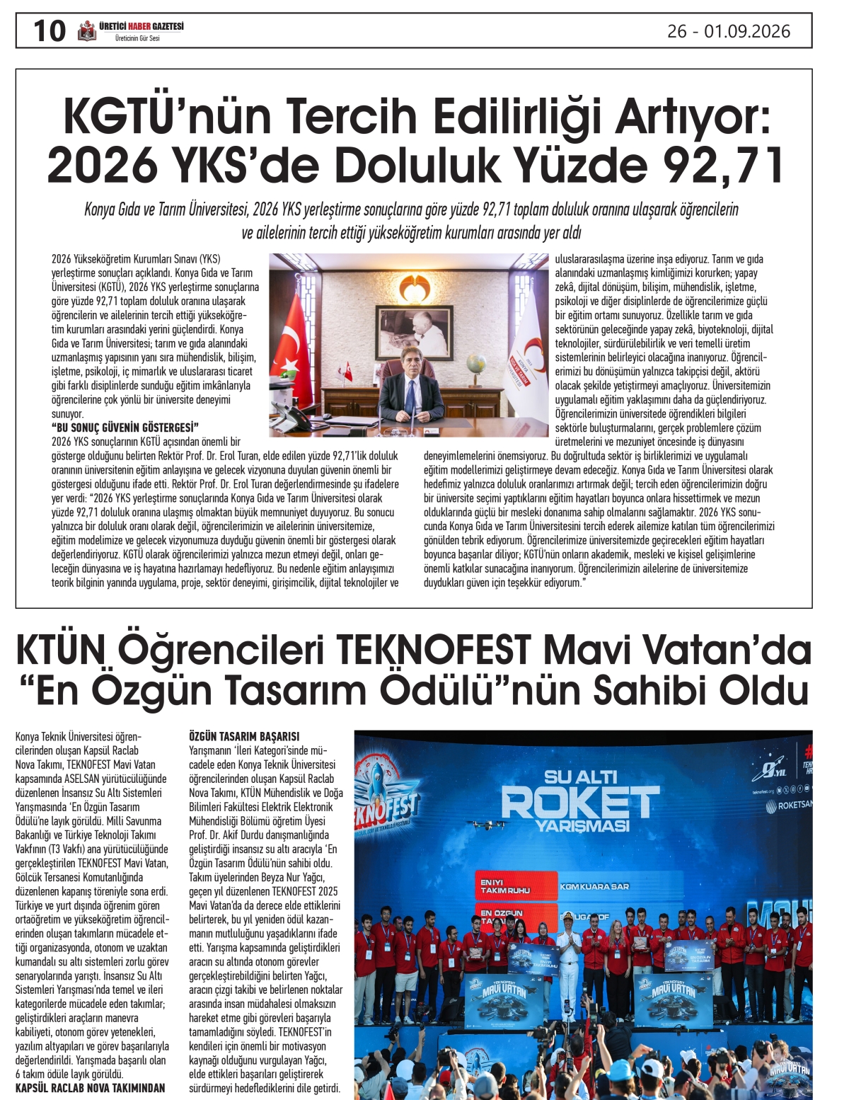 ÜRETİCİ  HABER  GAZETESİ  26.08.2026
