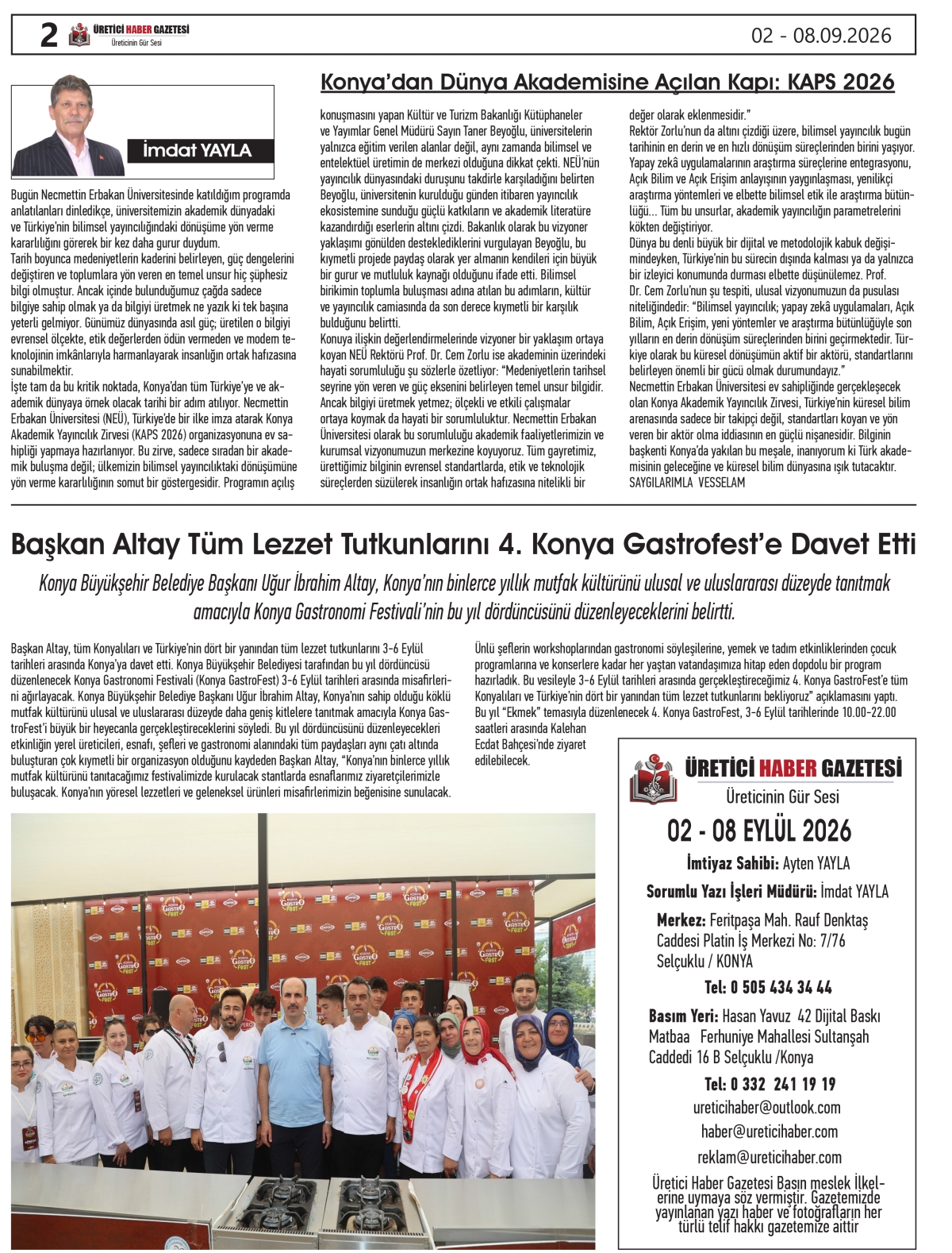 ÜRETİCİ  HABER  GAZETESİ  02.09.2026