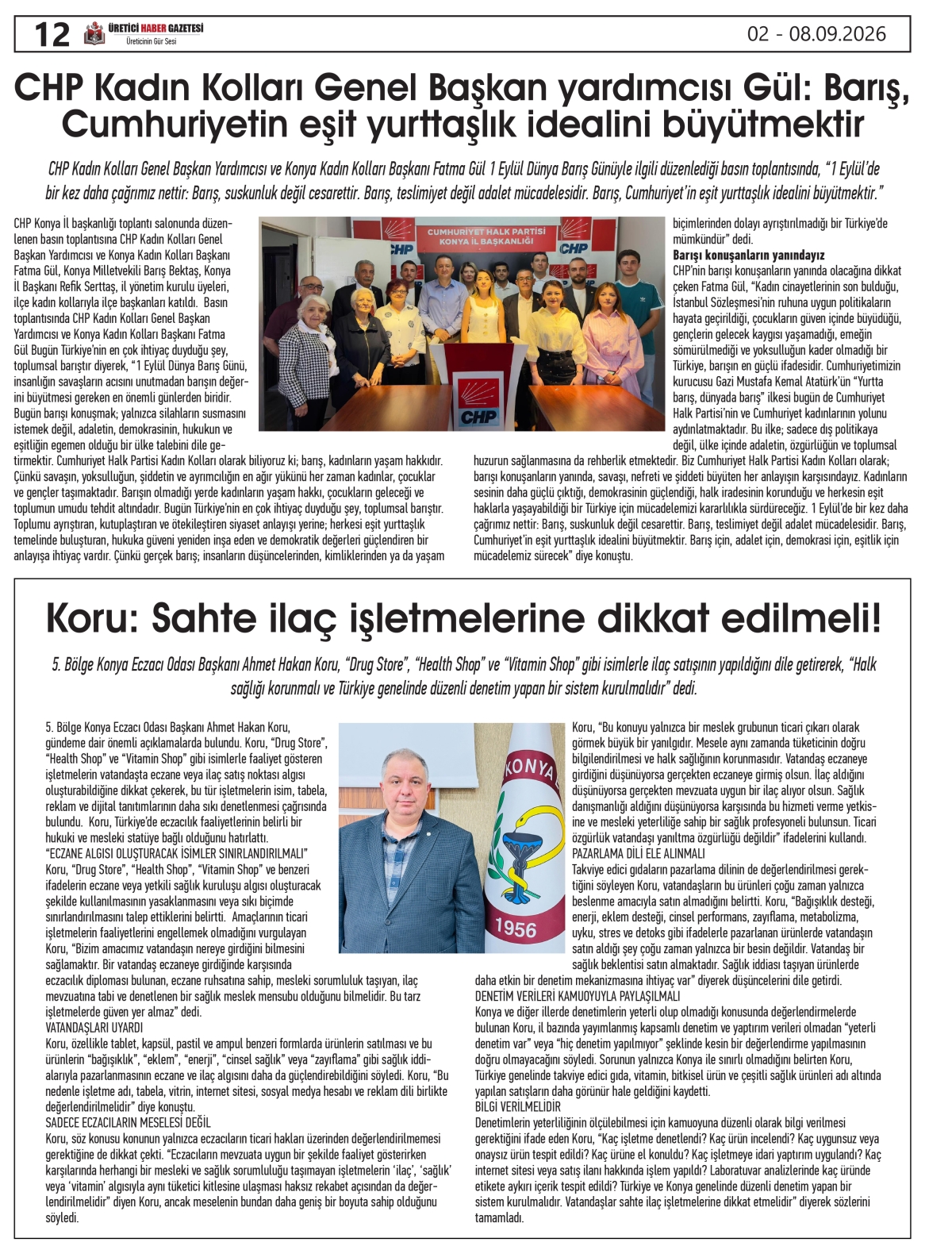 ÜRETİCİ  HABER  GAZETESİ  02.09.2026
