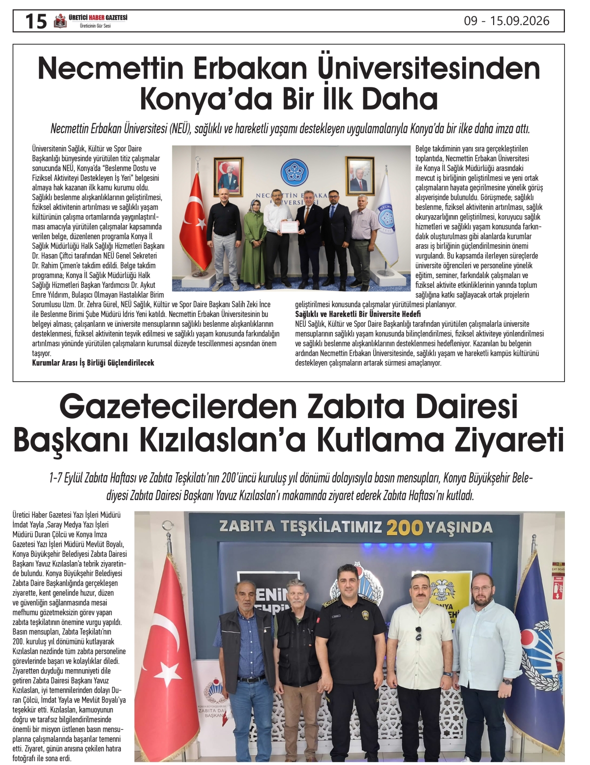 ÜRETİCİ HABER  GAZETESİ 09.09.2026