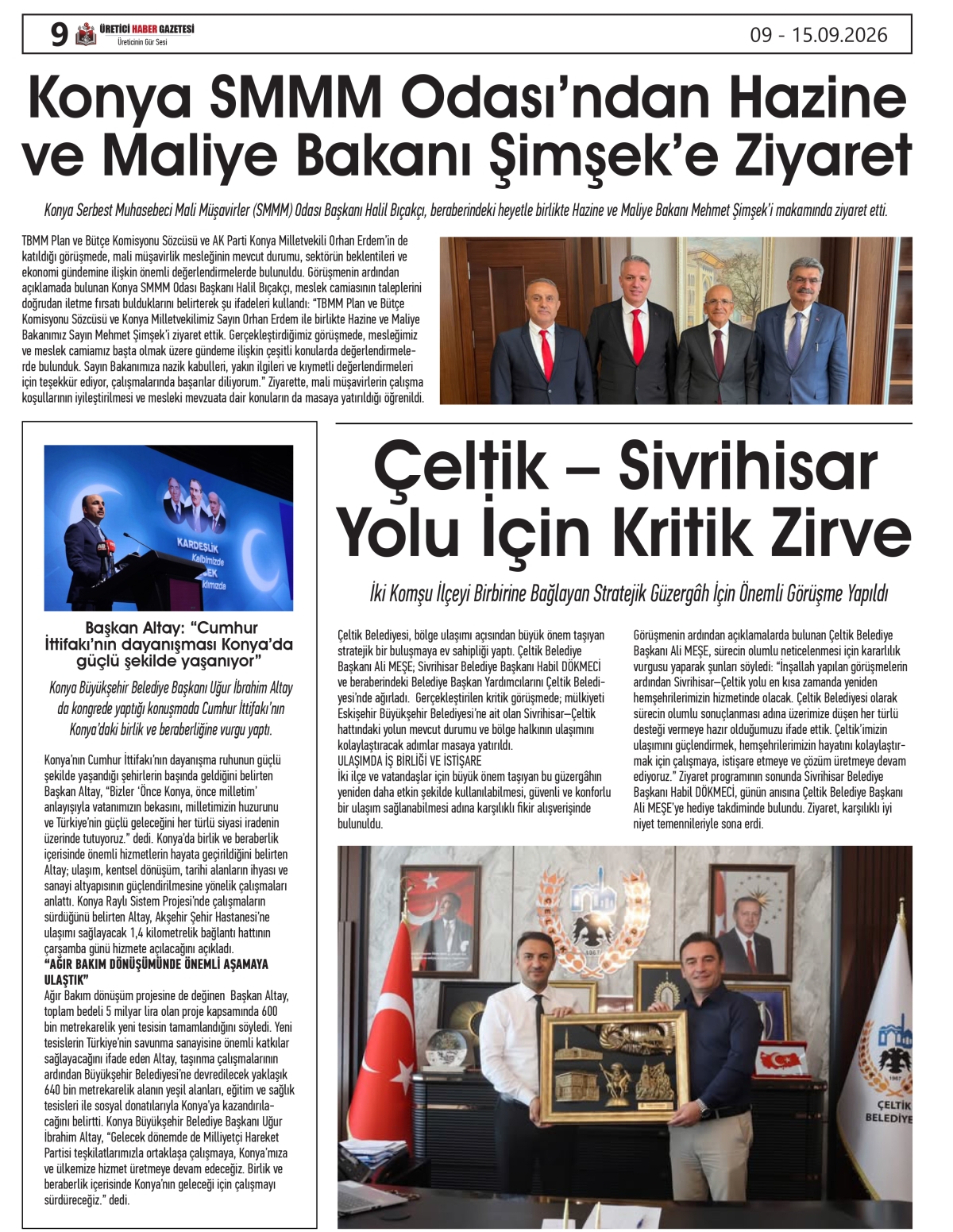 ÜRETİCİ HABER  GAZETESİ 09.09.2026