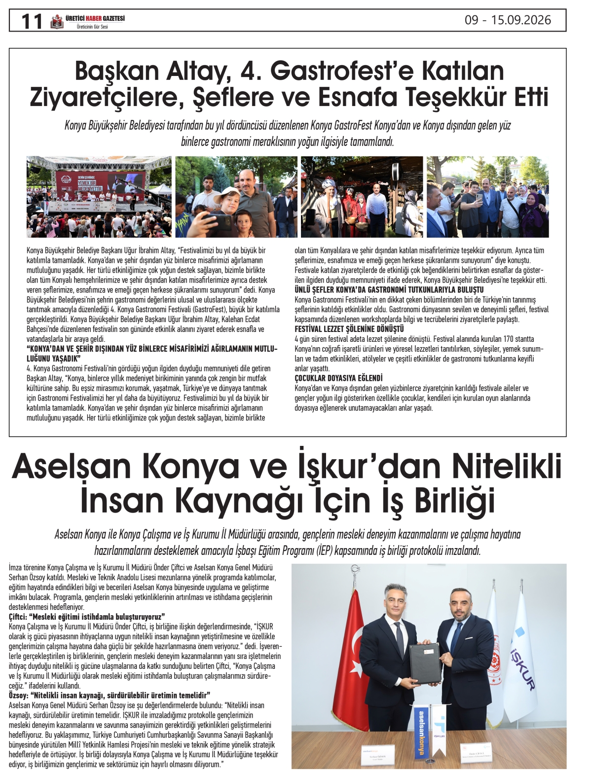 ÜRETİCİ HABER  GAZETESİ 09.09.2026